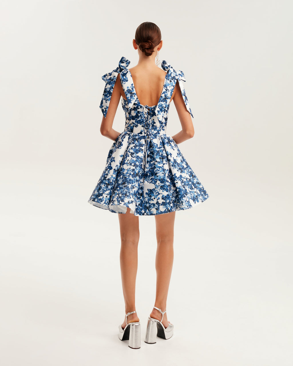 Marvelous blue hydrangea mini dress on straps, Garden of Eden