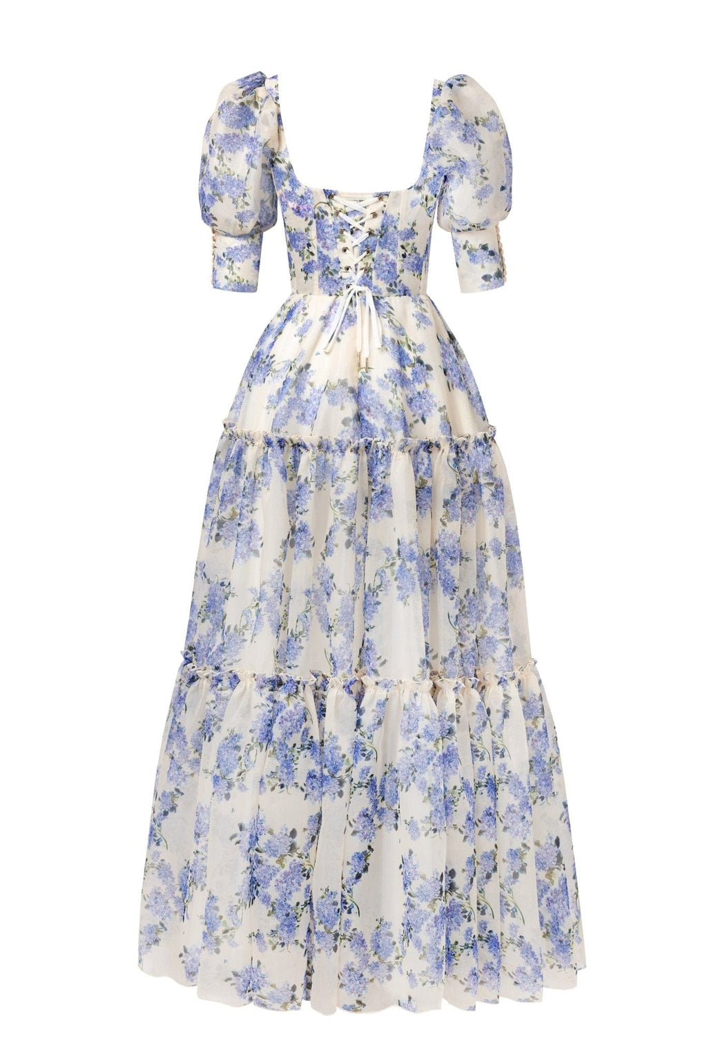 Hydrangea Feminine voluminous sheer sleeves dress - Milla