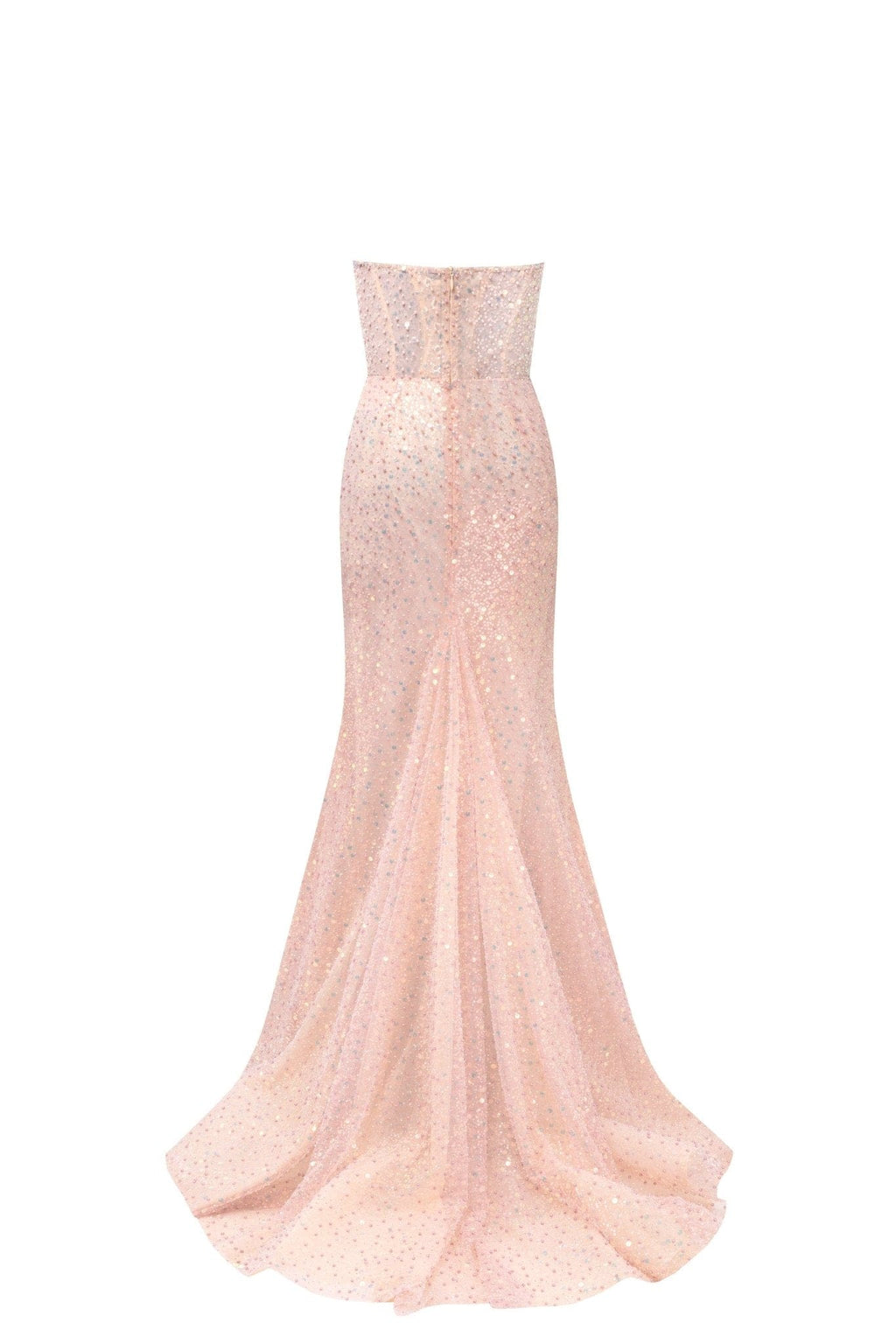 Entrance-worthy semi-transparent rose gold maxi sequined dress - Milla