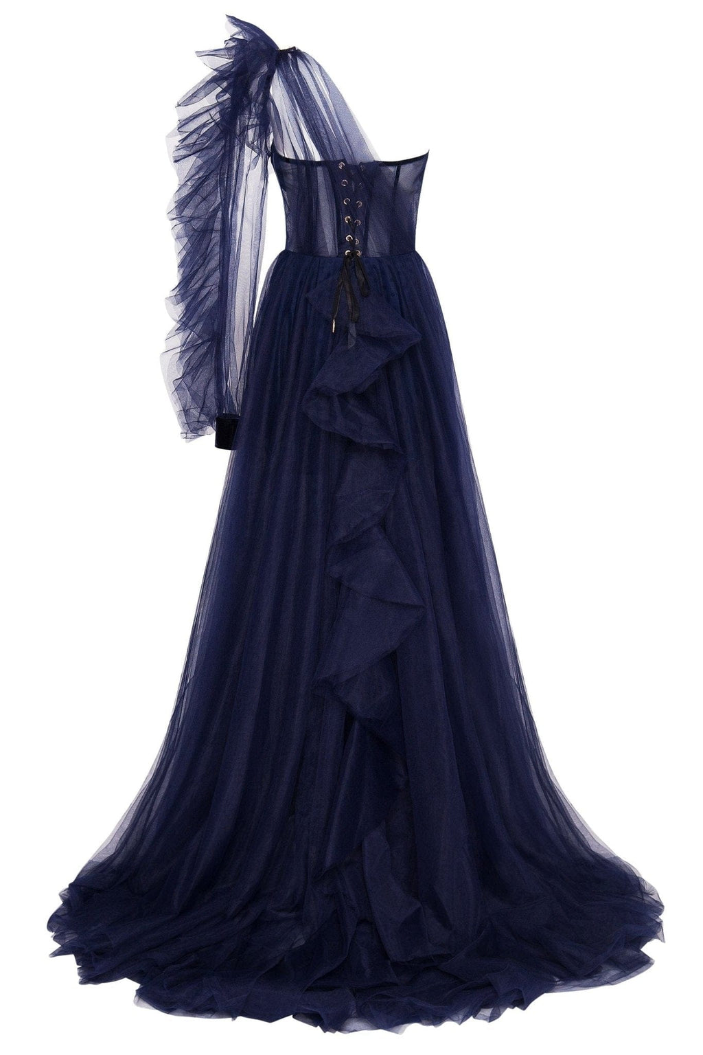 Royal Navy tulle gown with detachable sleeve - Milla