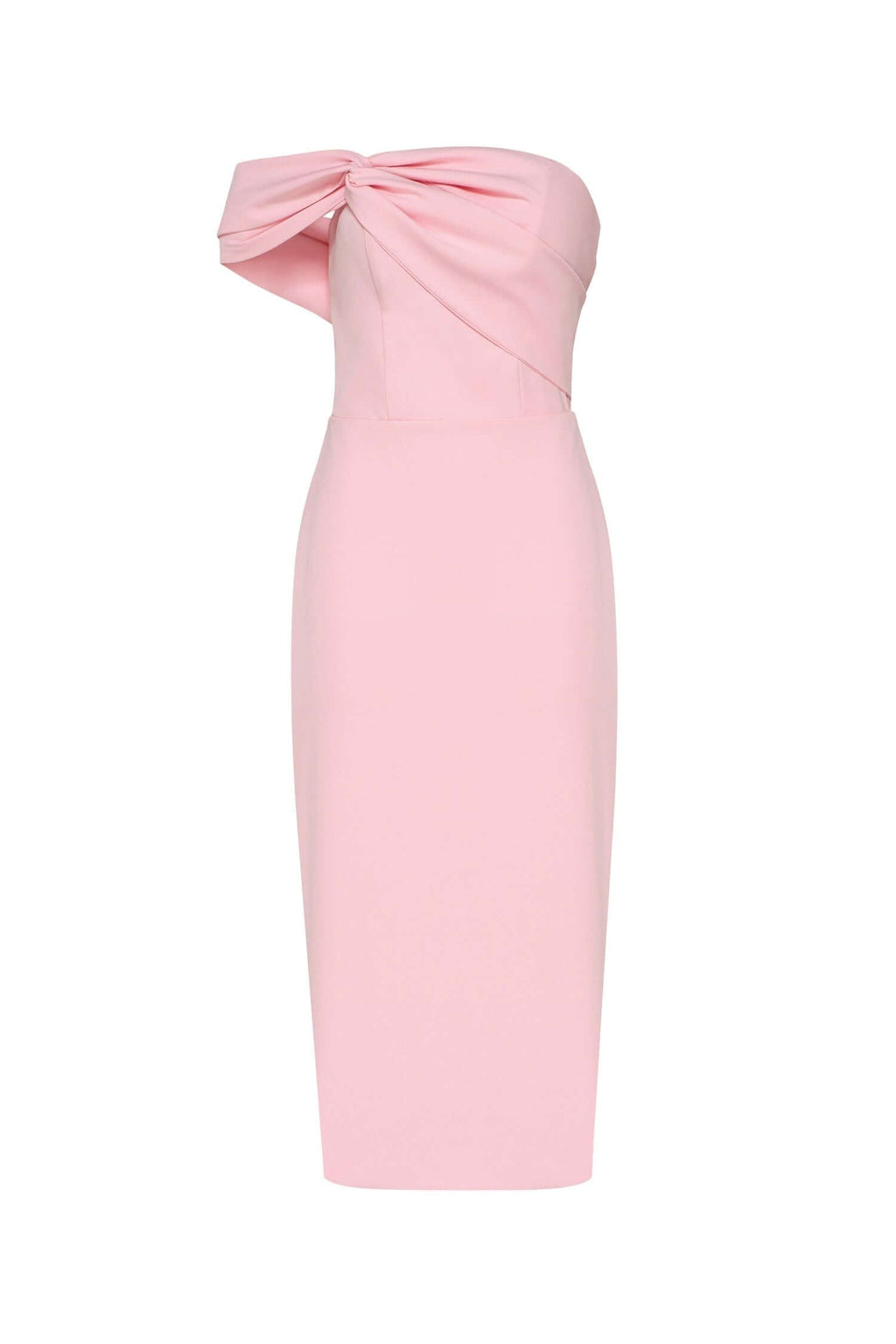 Pink Classy midi dress with open neckline - Milla