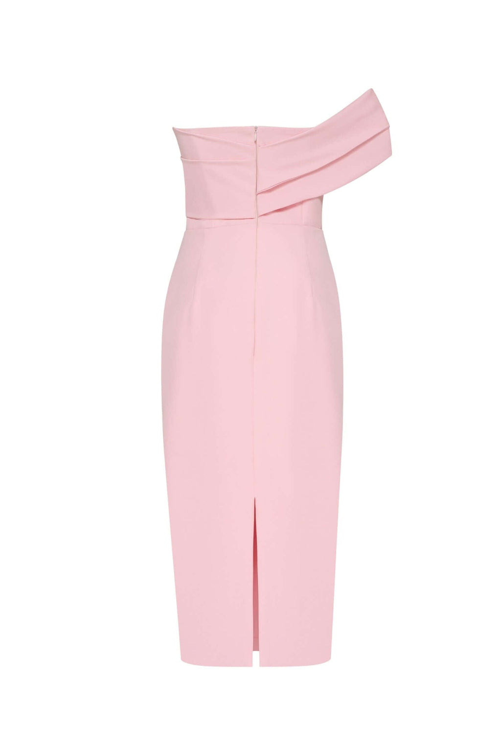 Pink Classy midi dress with open neckline - Milla