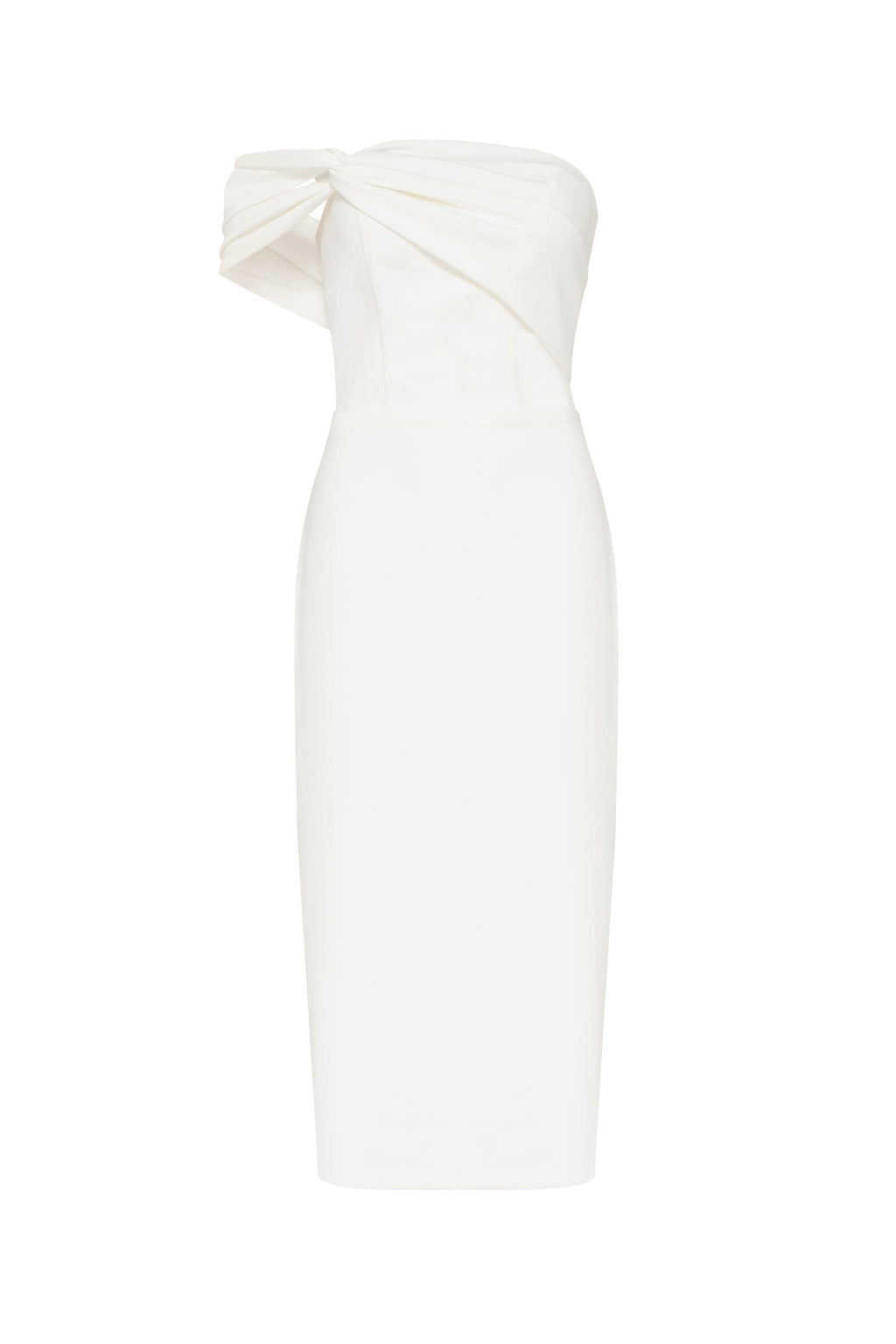 Ivory Classy midi dress with open neckline - Milla