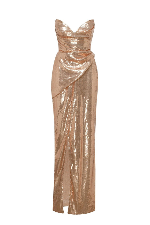 Spectacular gold sequined stretch-lace dress - Milla