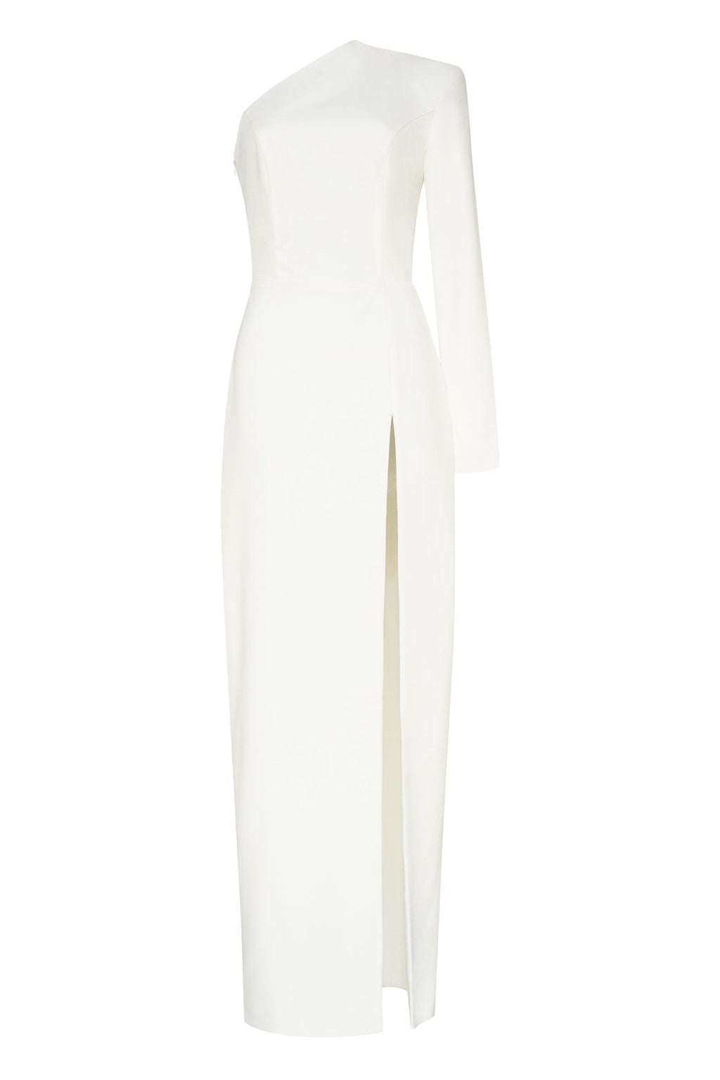 White Long-sleeved dress with sharp shoulder cut - Milla