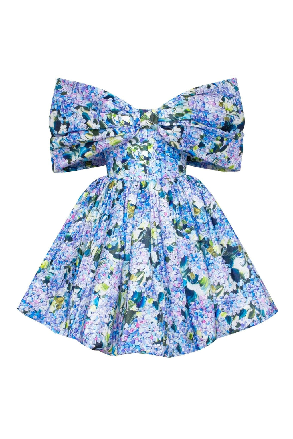 Blue Hydrangea bow-detailed mini dress - Milla