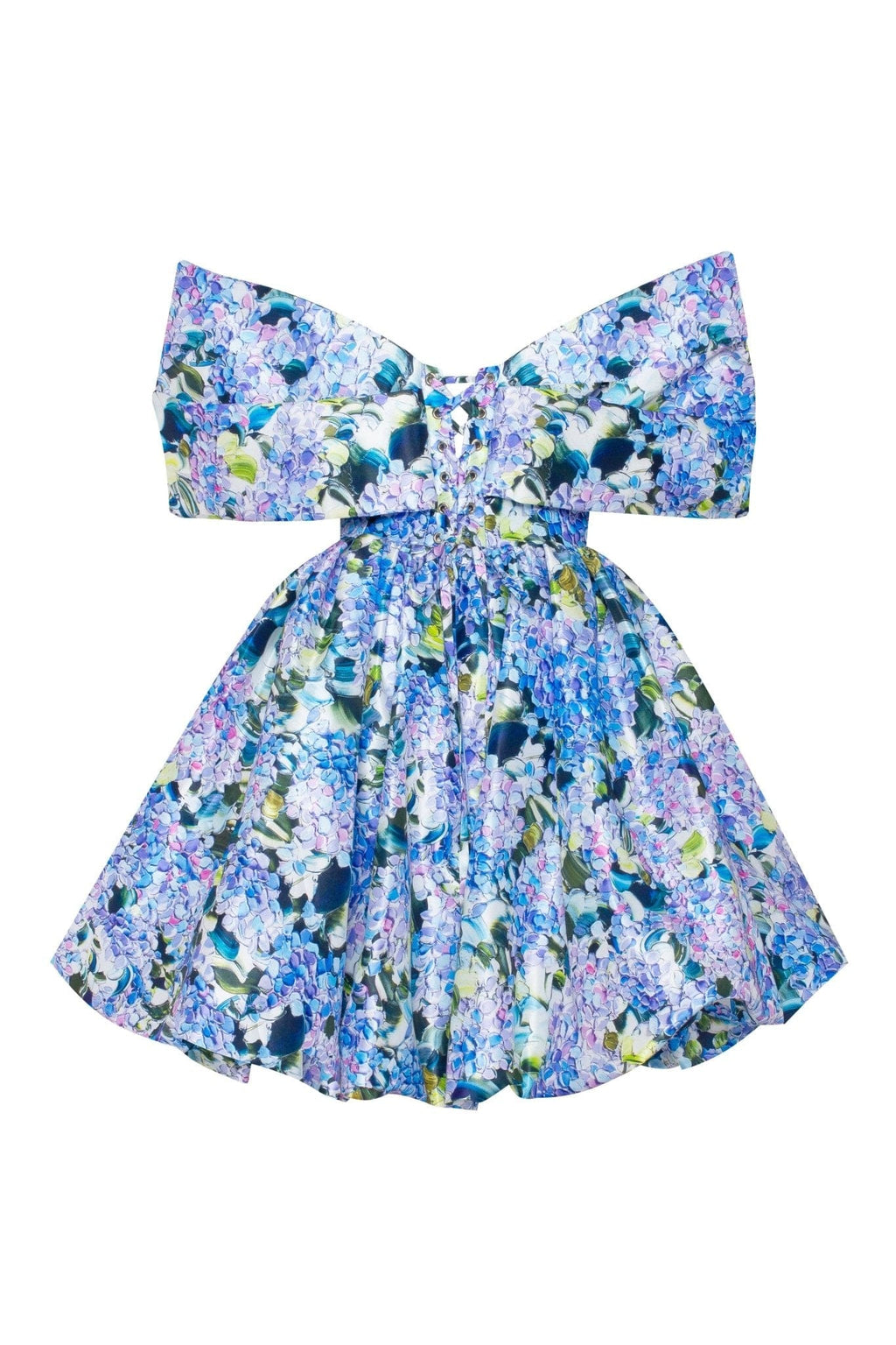 Blue Hydrangea bow-detailed mini dress - Milla