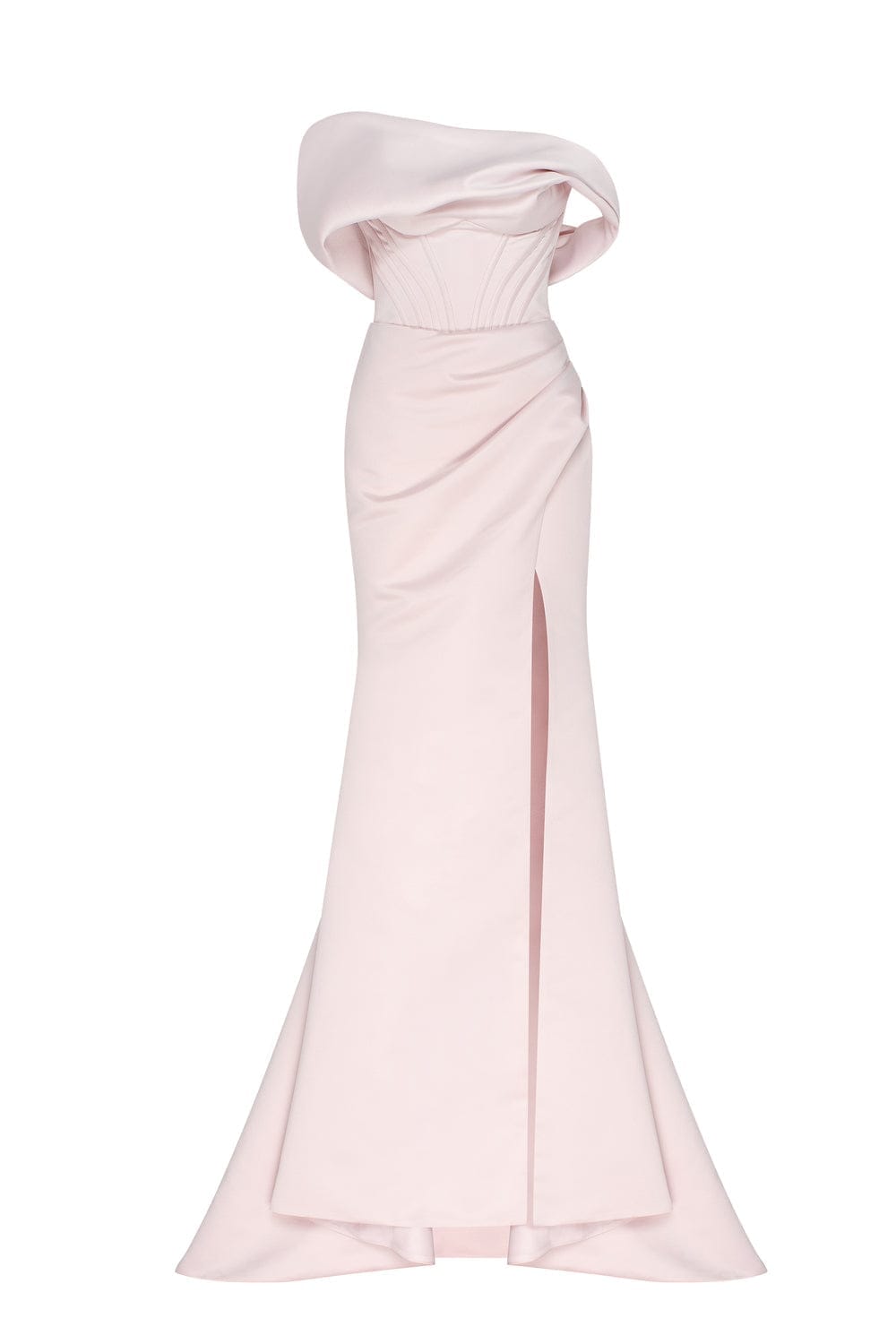 Misty Rose Princess strapless gown with thigh slit - Milla