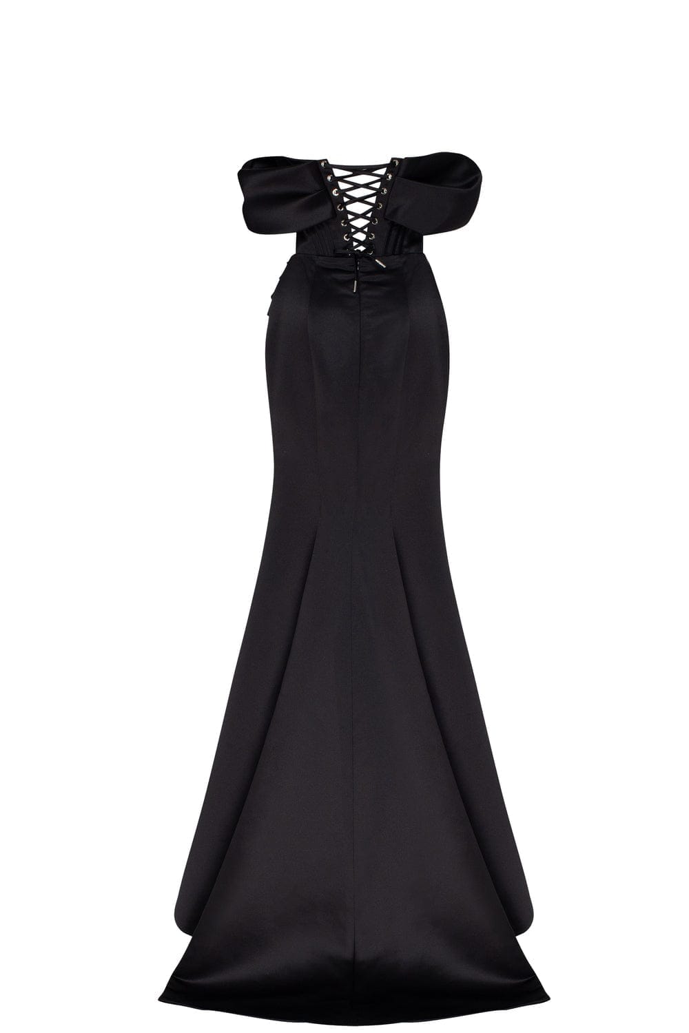 Black Princess strapless gown with thigh slit - Milla