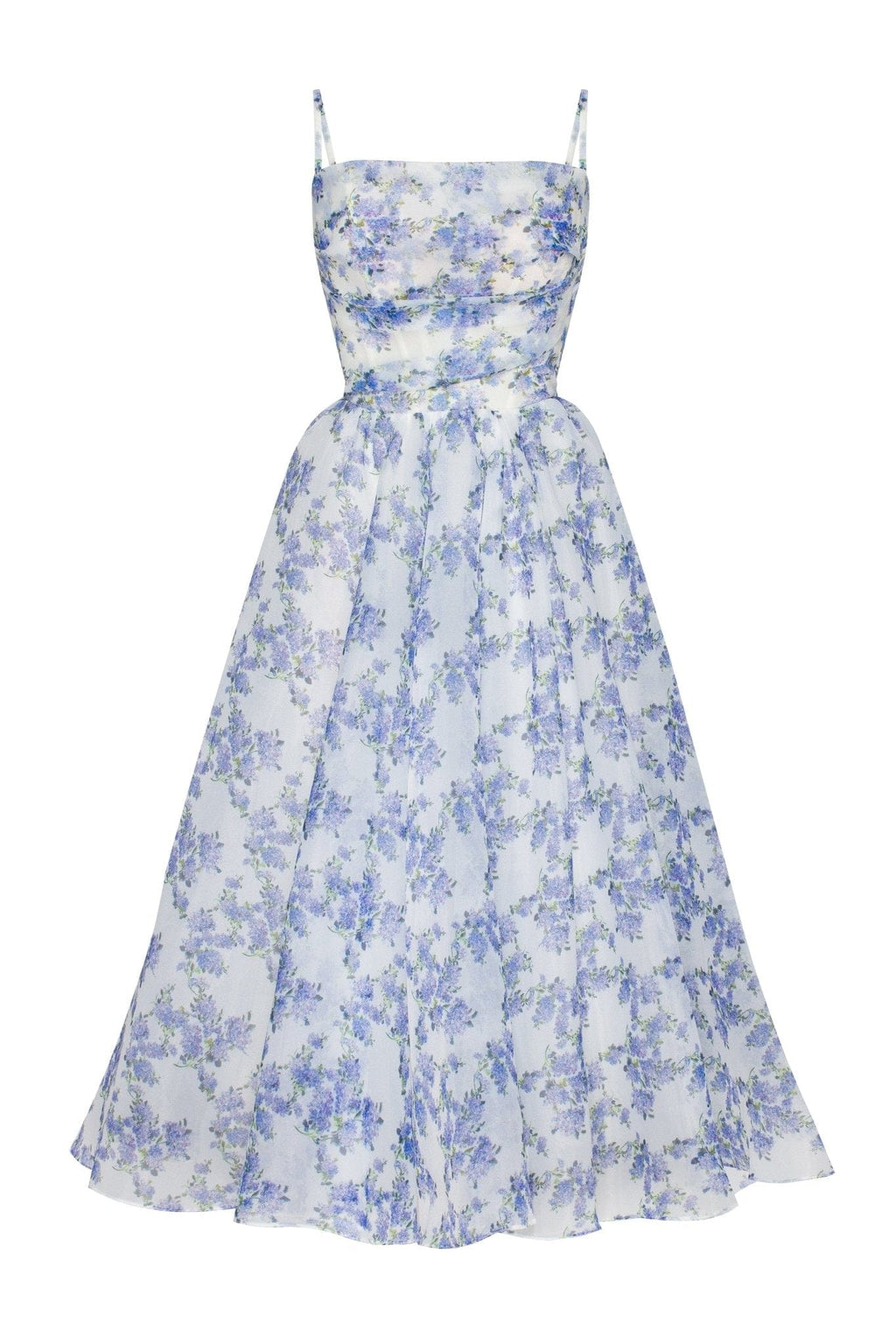 Blue Hydrangea spaghetti strap midi dress - Milla