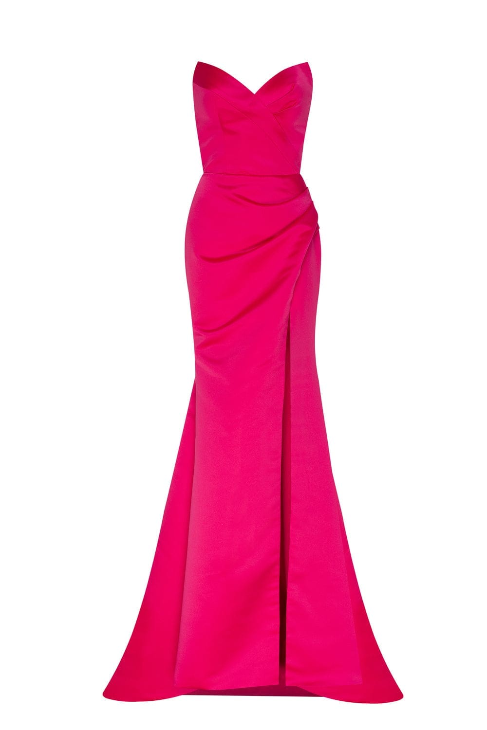 Fuchsia Strapless evening gown with thigh slit - Milla