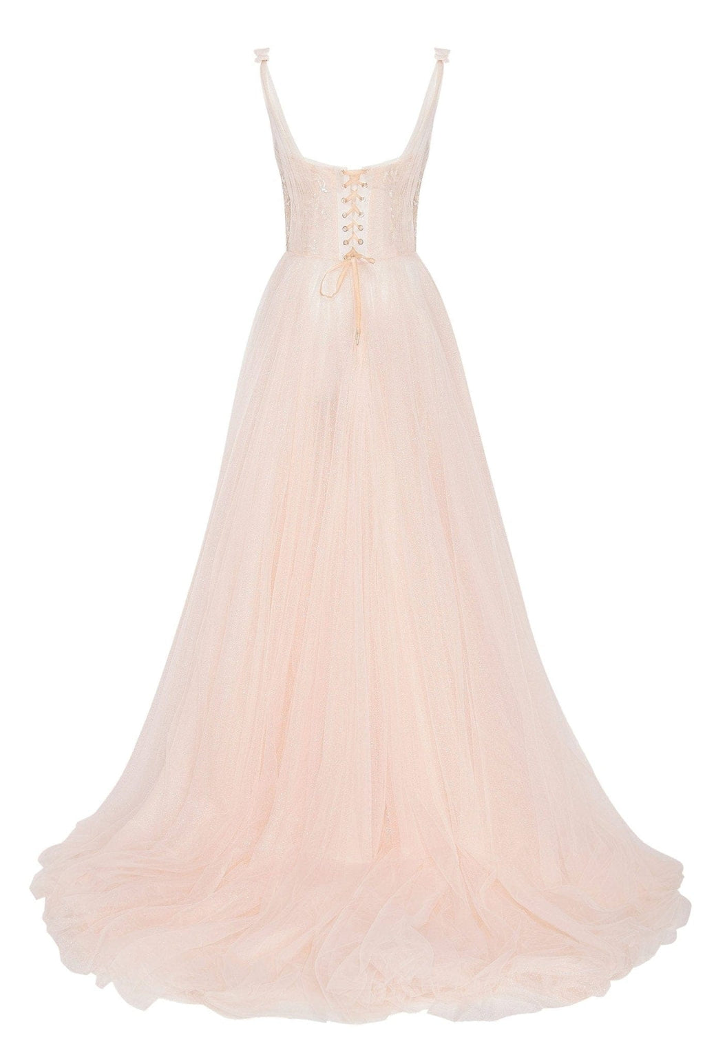 Peach Multi-Layered Tulle Gown - Milla