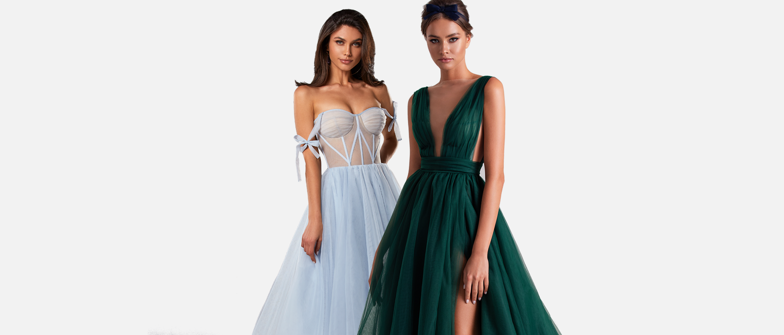 Royal blue and emerald green dresses