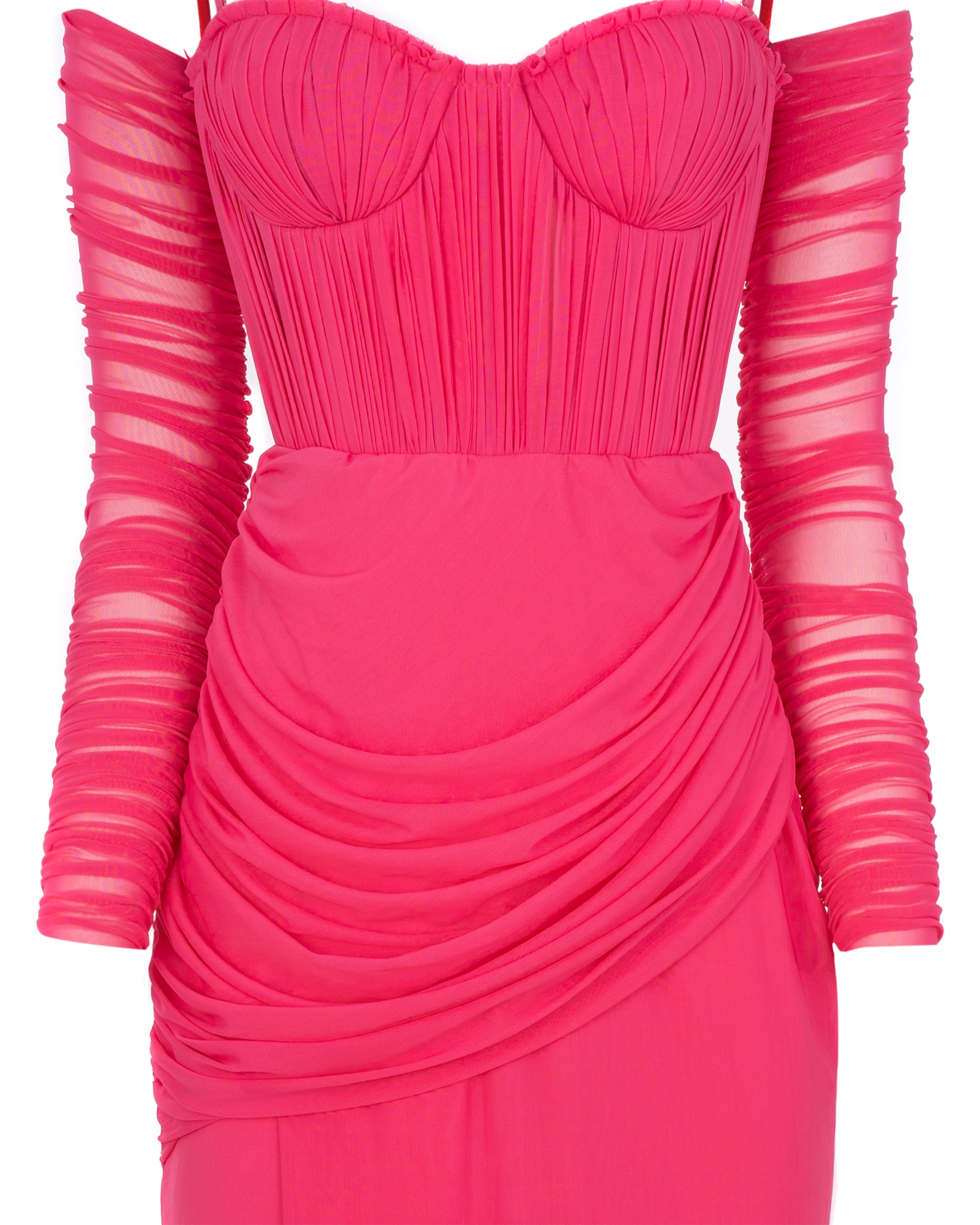 Vibrant pink bustier maxi dress