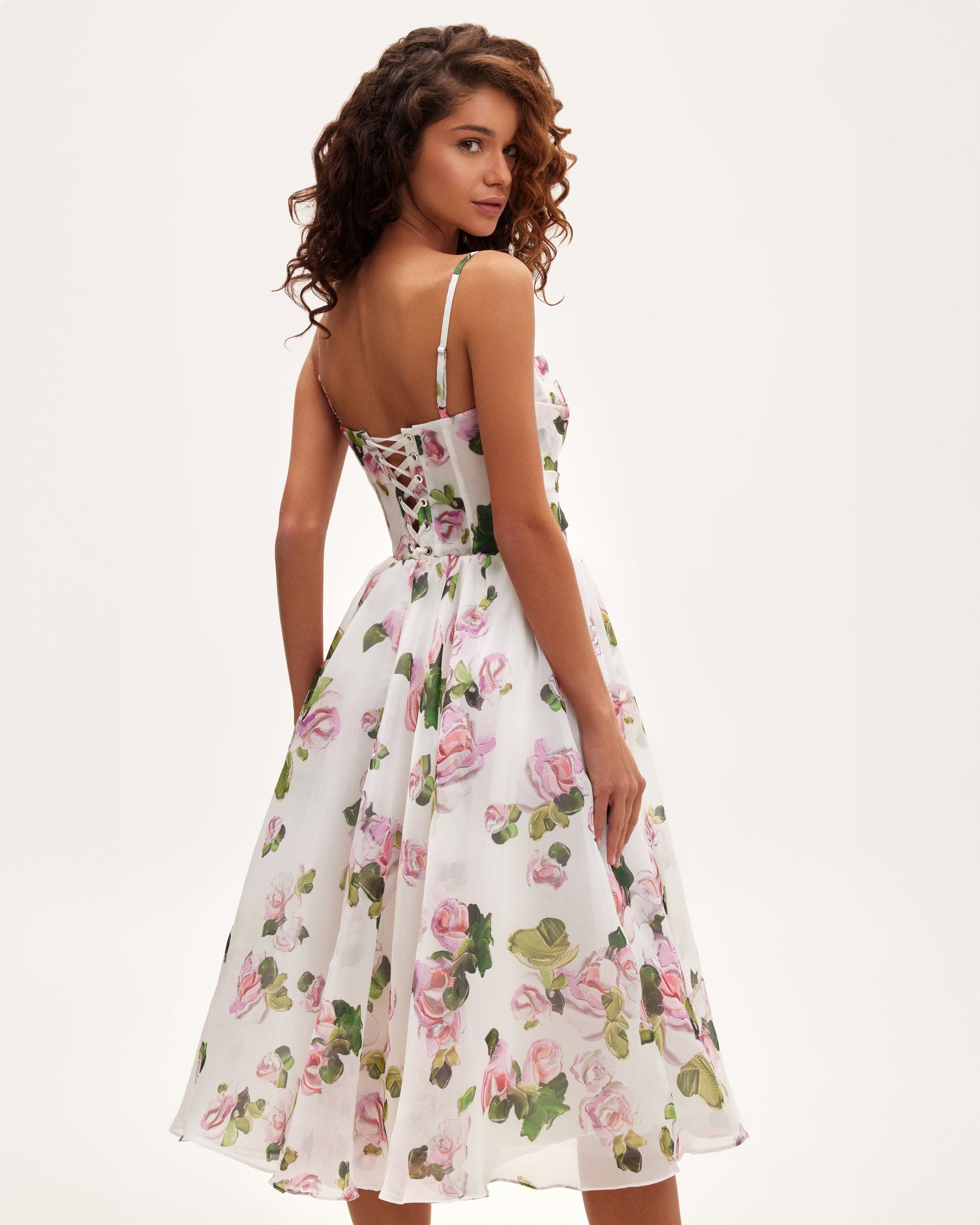 Floral Strappy Button Through Slip Midi Dress