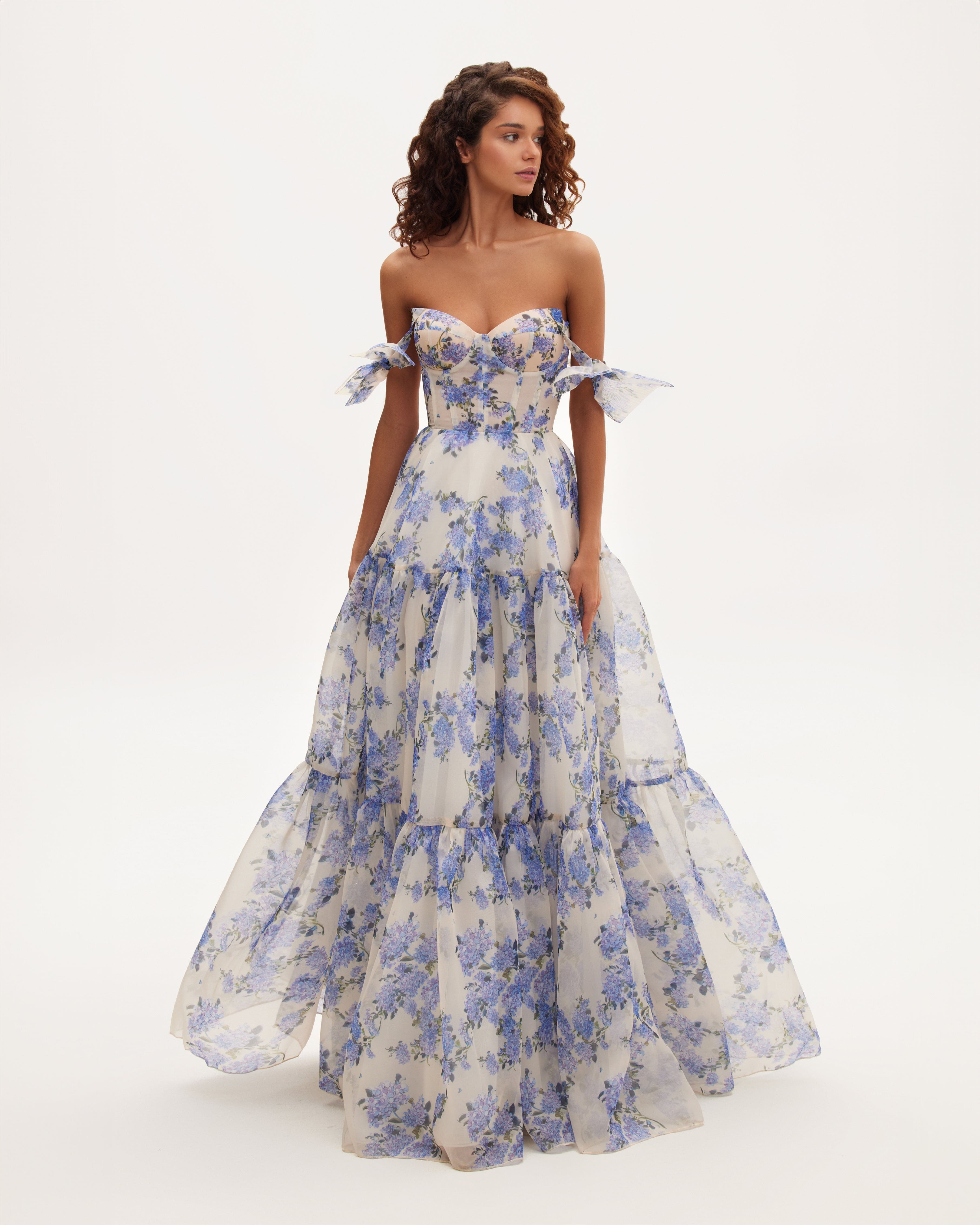 Hydrangea Tender floral maxi tie-strap dress Milla Dresses - USA ...