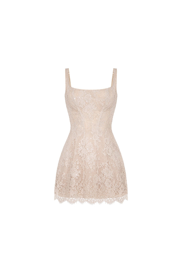 Beige corset mini dress