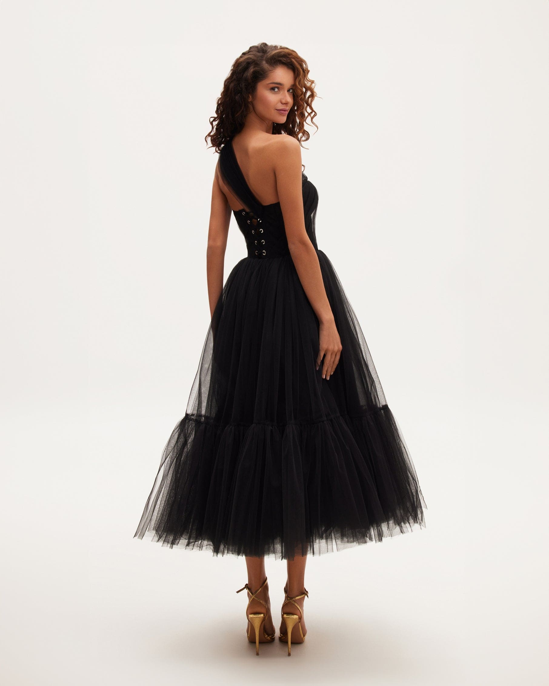 Black Strapless Puffy Midi Tulle Dress ➤➤ Milla Dresses - USA, Worldwide  delivery