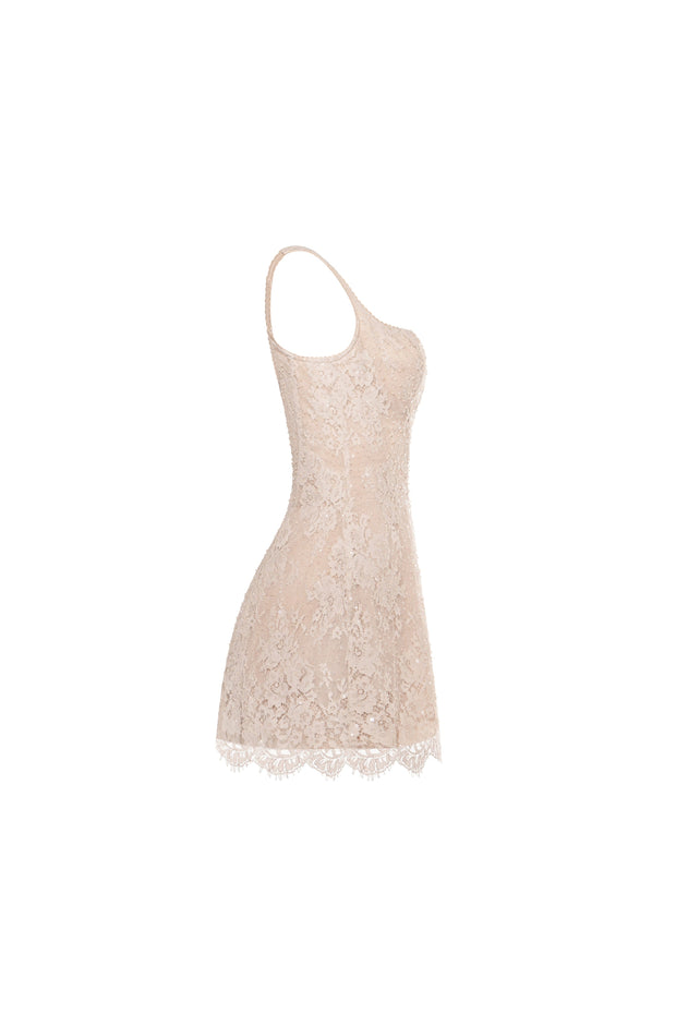 Beige corset mini dress