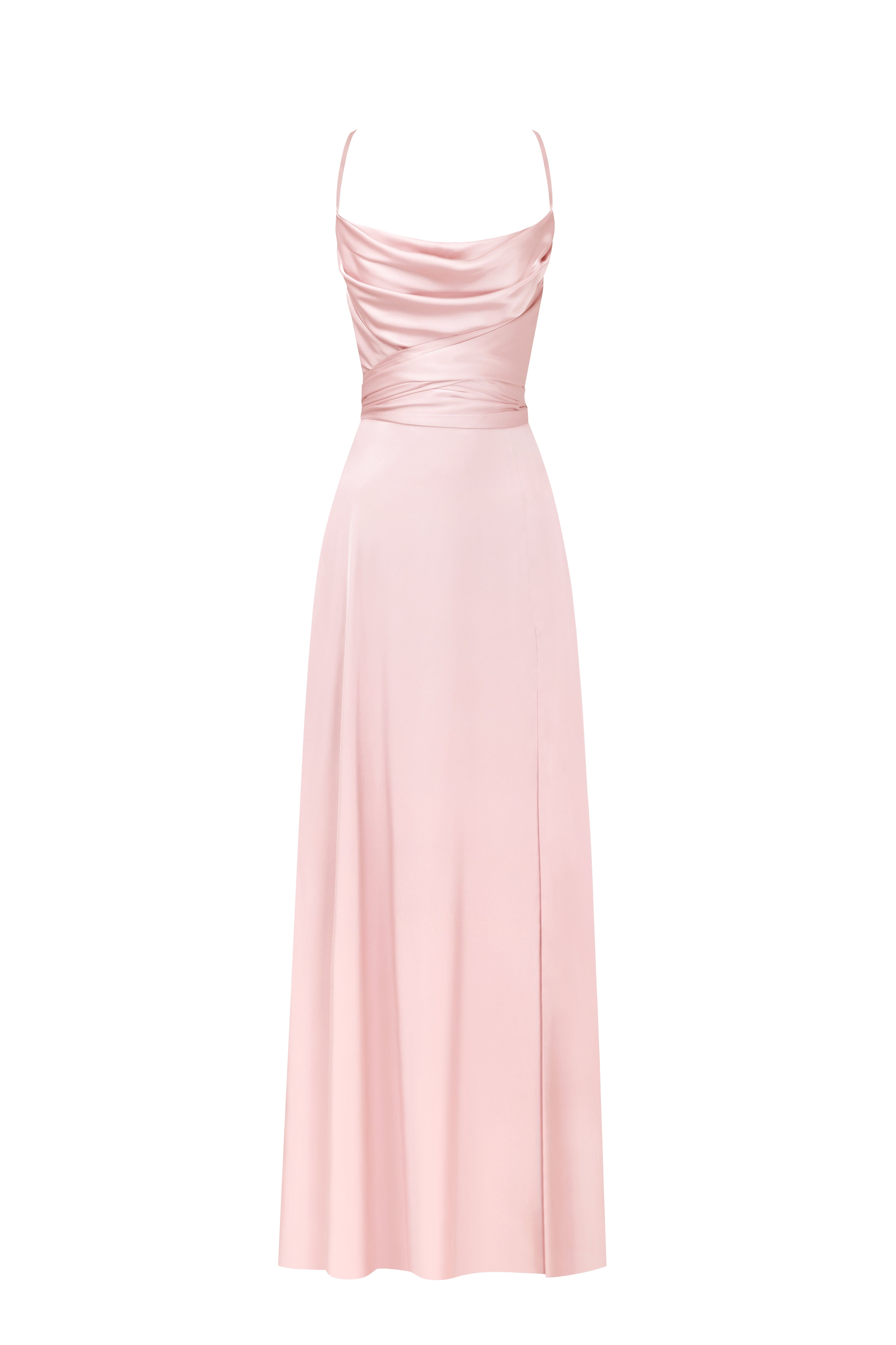 Satin Strapless Slip Dress in Pink