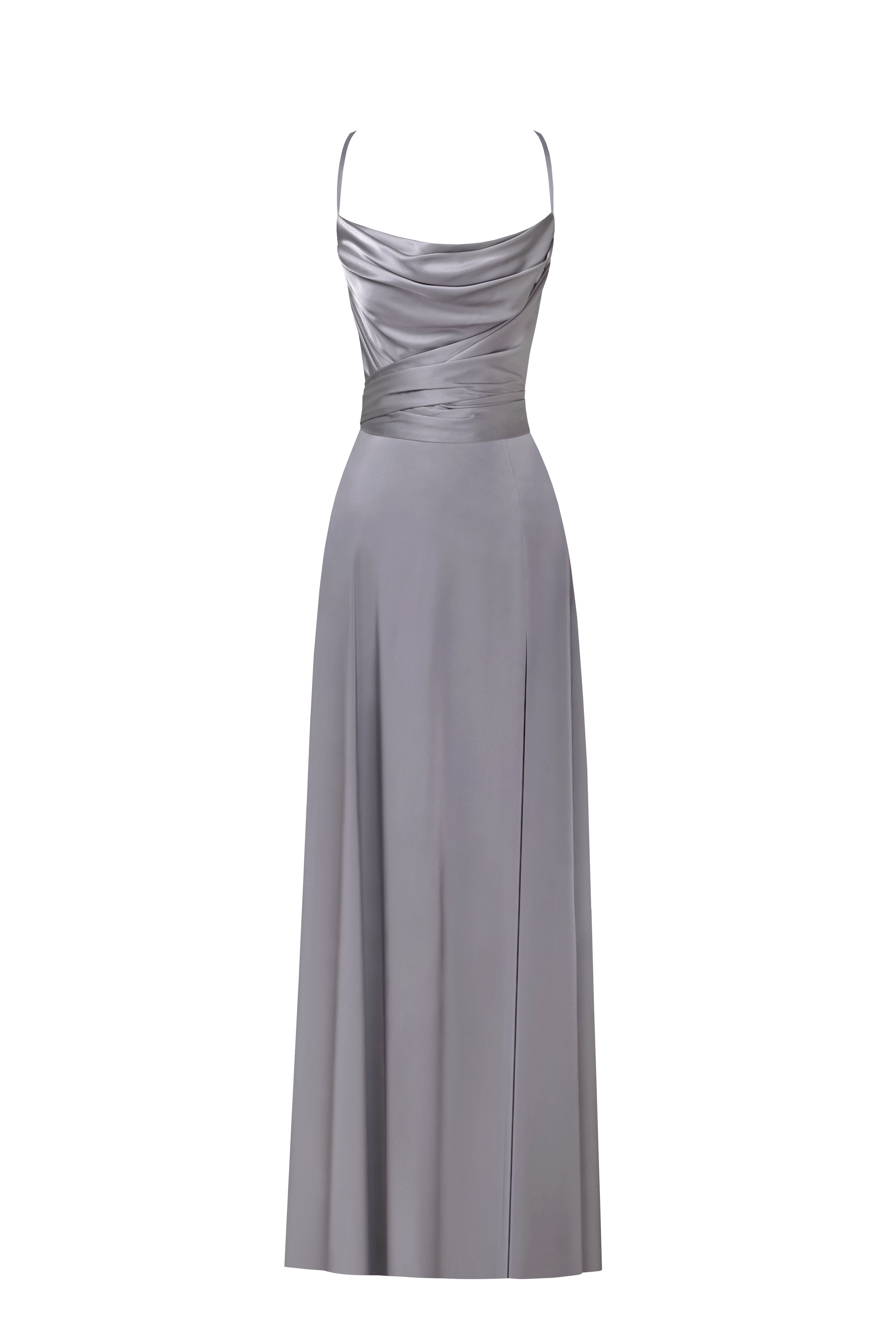 Boudoir silver silk slip dress
