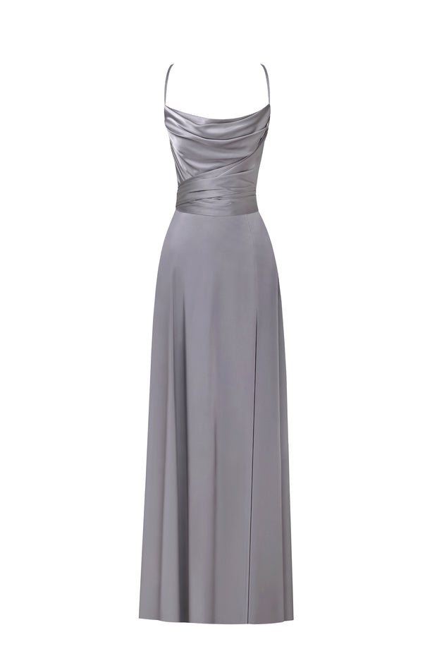 Silver Grey Elegant Silk Slip Dress, Australia