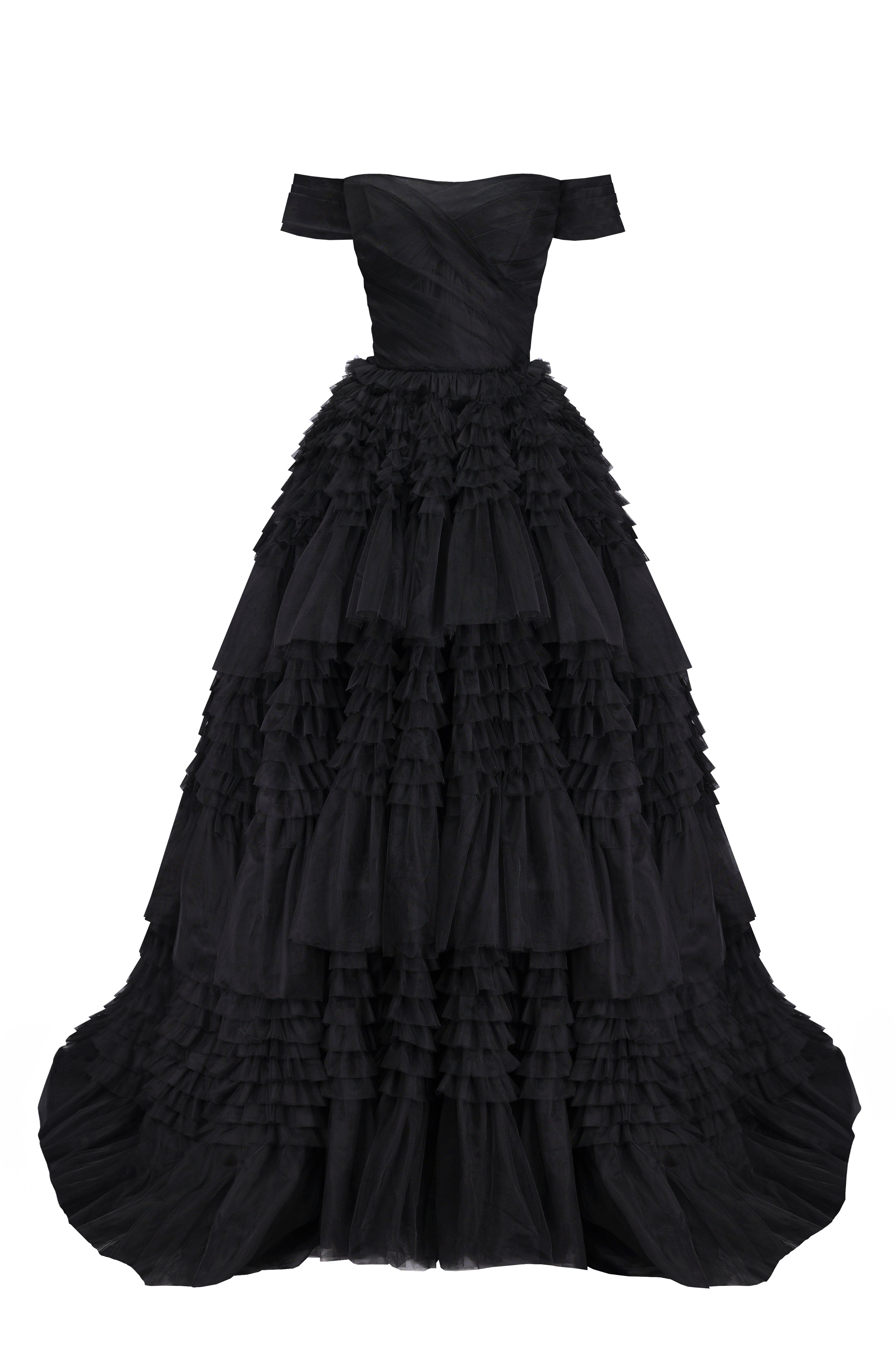 Asymmetric Corset Frill Mini Dress in Black