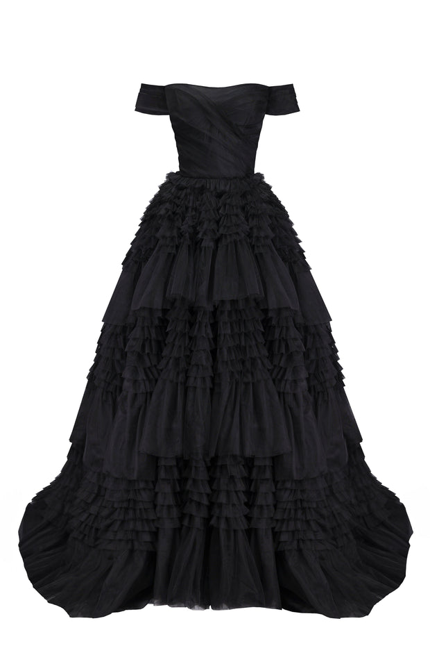 Black Ruffle Dress Strapless | Ally Fashion