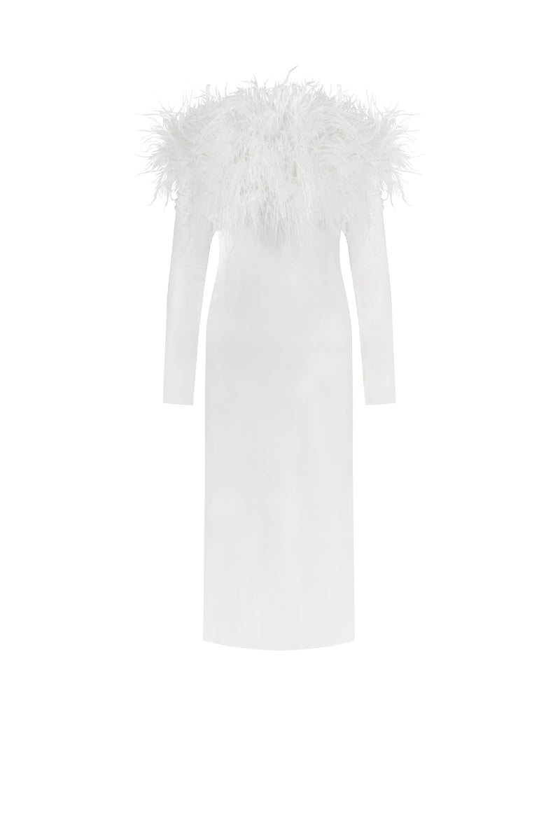Voguish feather embellished midi dress Milla Dresses - USA, Worldwide ...
