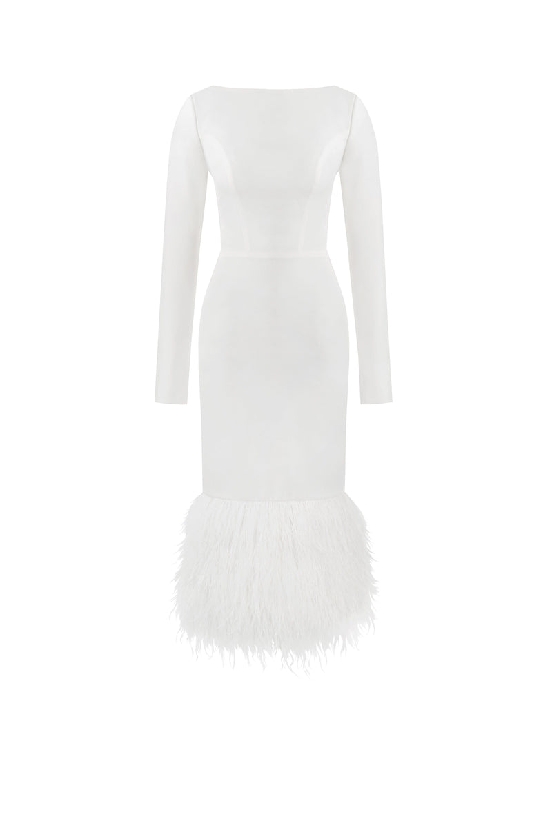Glamorous feather-trimmed midi dress Milla Dresses - USA, Worldwide ...