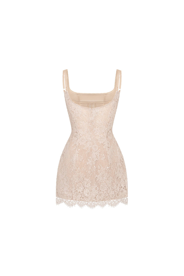 Beige corset mini dress