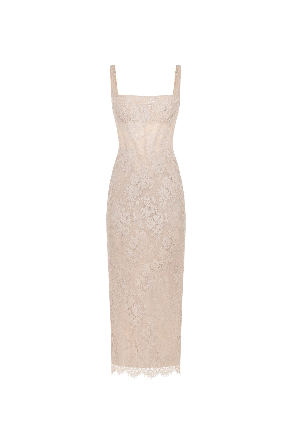 Beige sequinned maxi dress