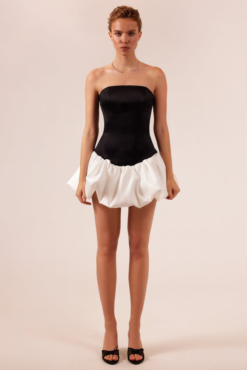 Swan-like mini corset dress, Glow-Up