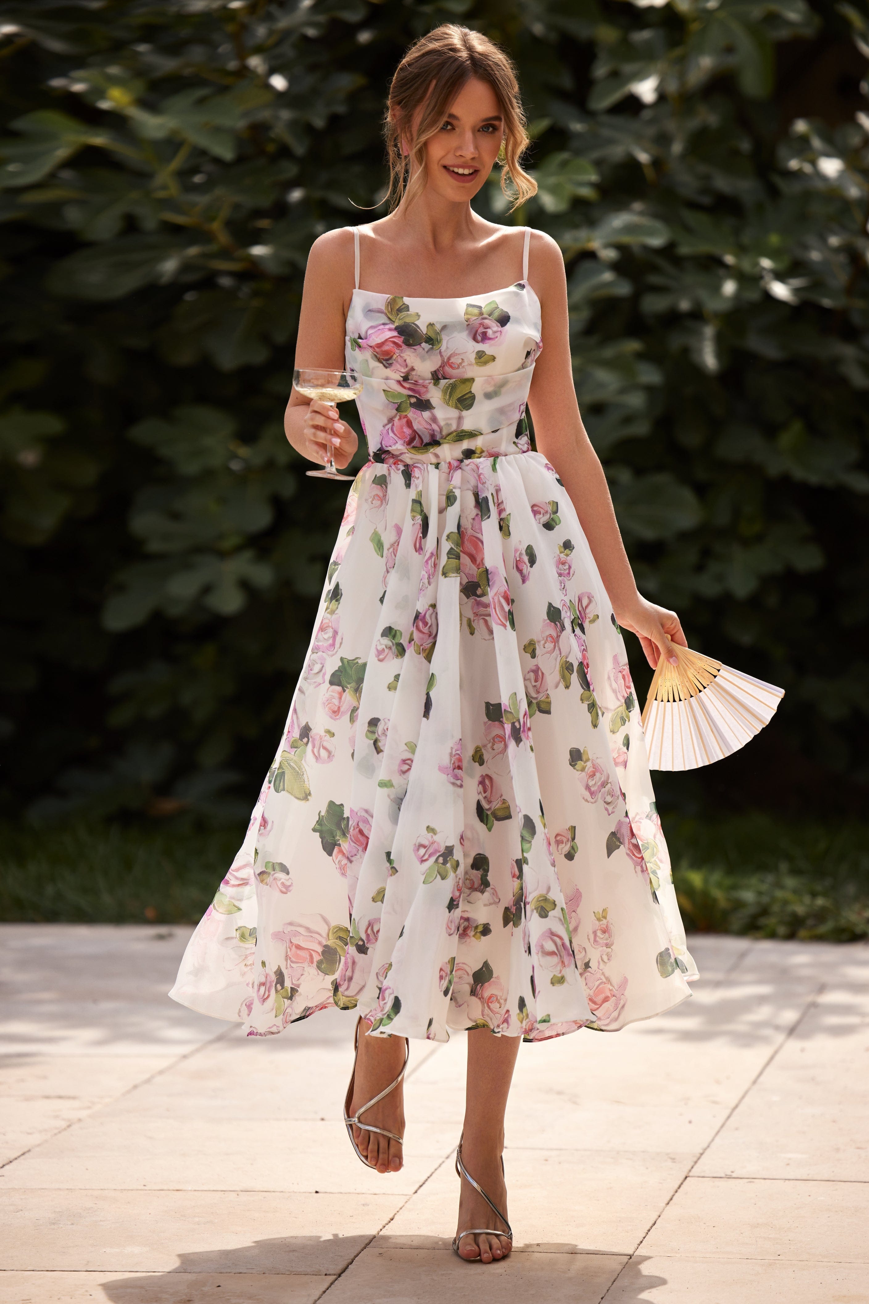 Apple Blossom spaghetti strap midi dress - Main Image