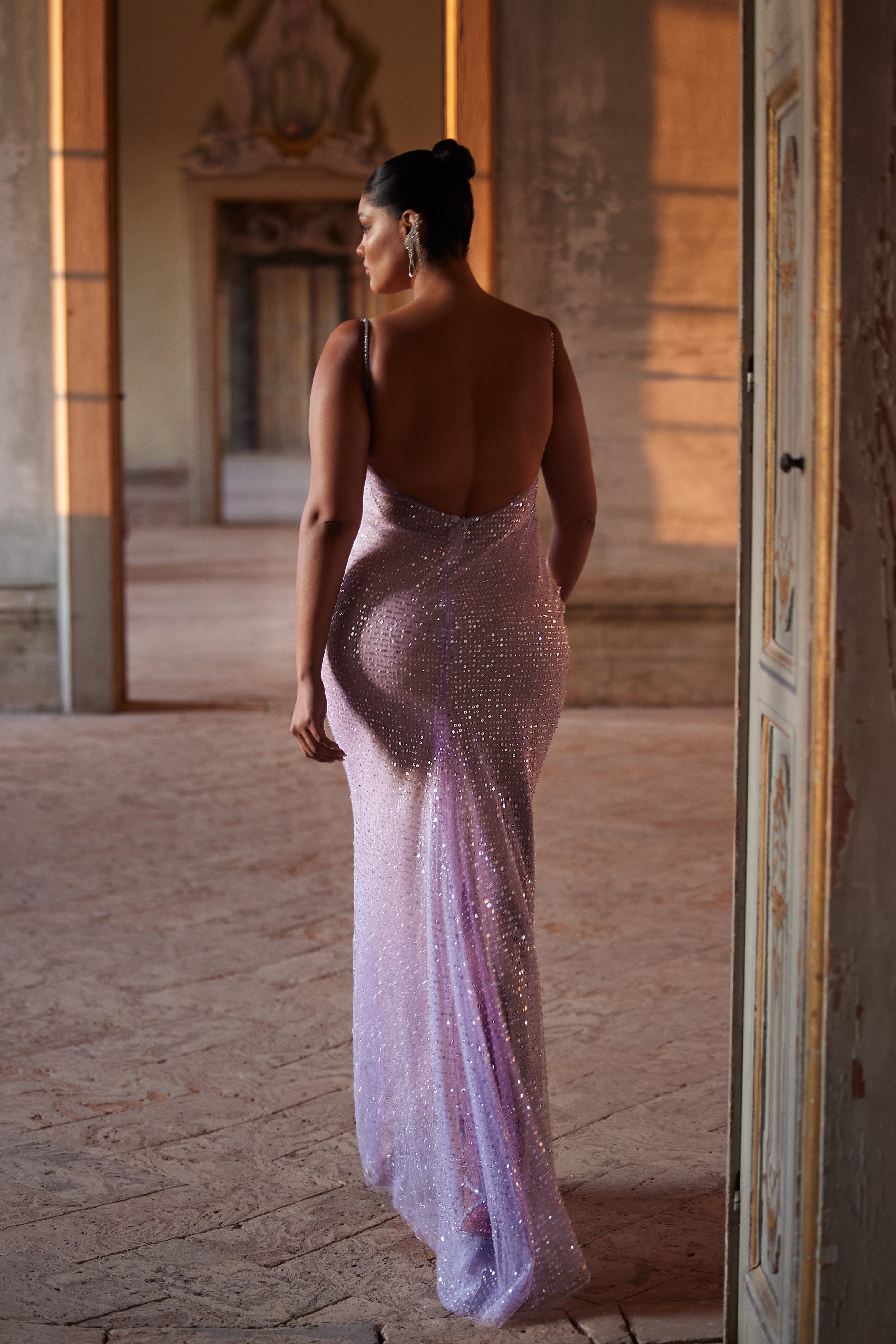 Gala lavender glittering maxi dress