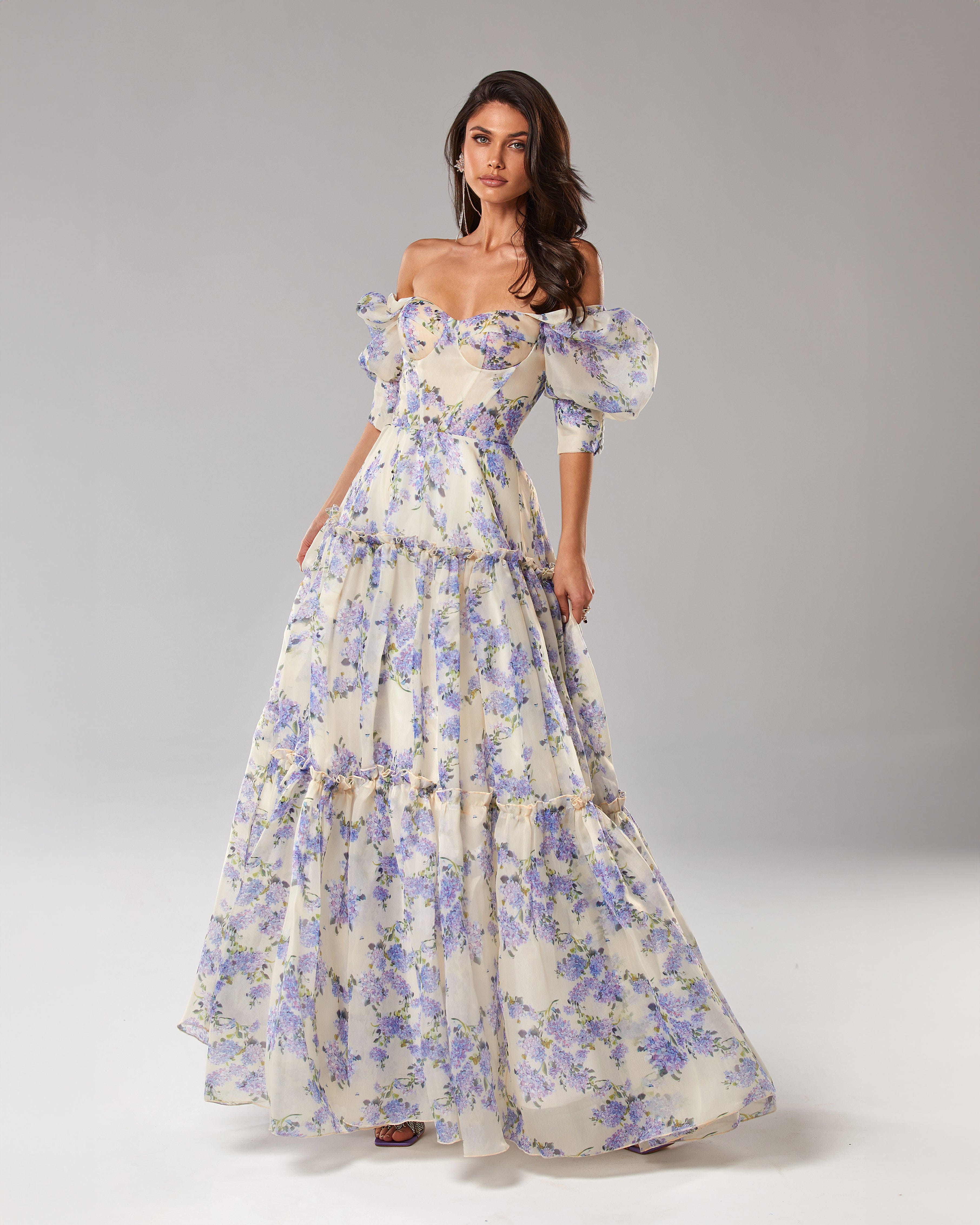 Hydrangea Tender floral maxi tie-strap dress ➤➤ Milla Dresses - USA,  Worldwide delivery