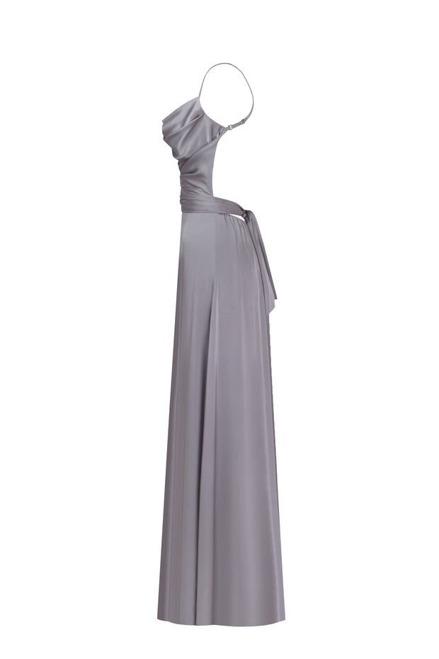 Boudoir silver silk slip dress