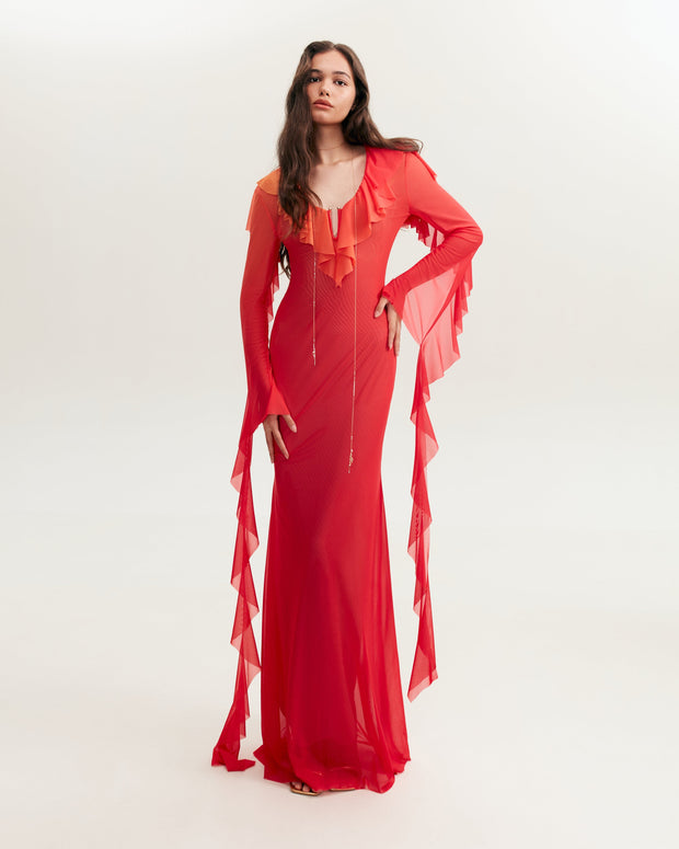 Flowy coral maxi dress, Xo Xo
