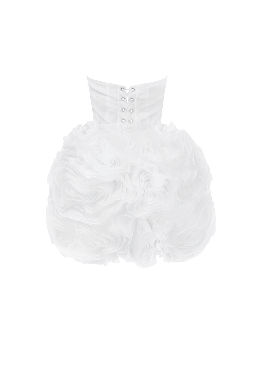Appliquéd organza white mini dress
