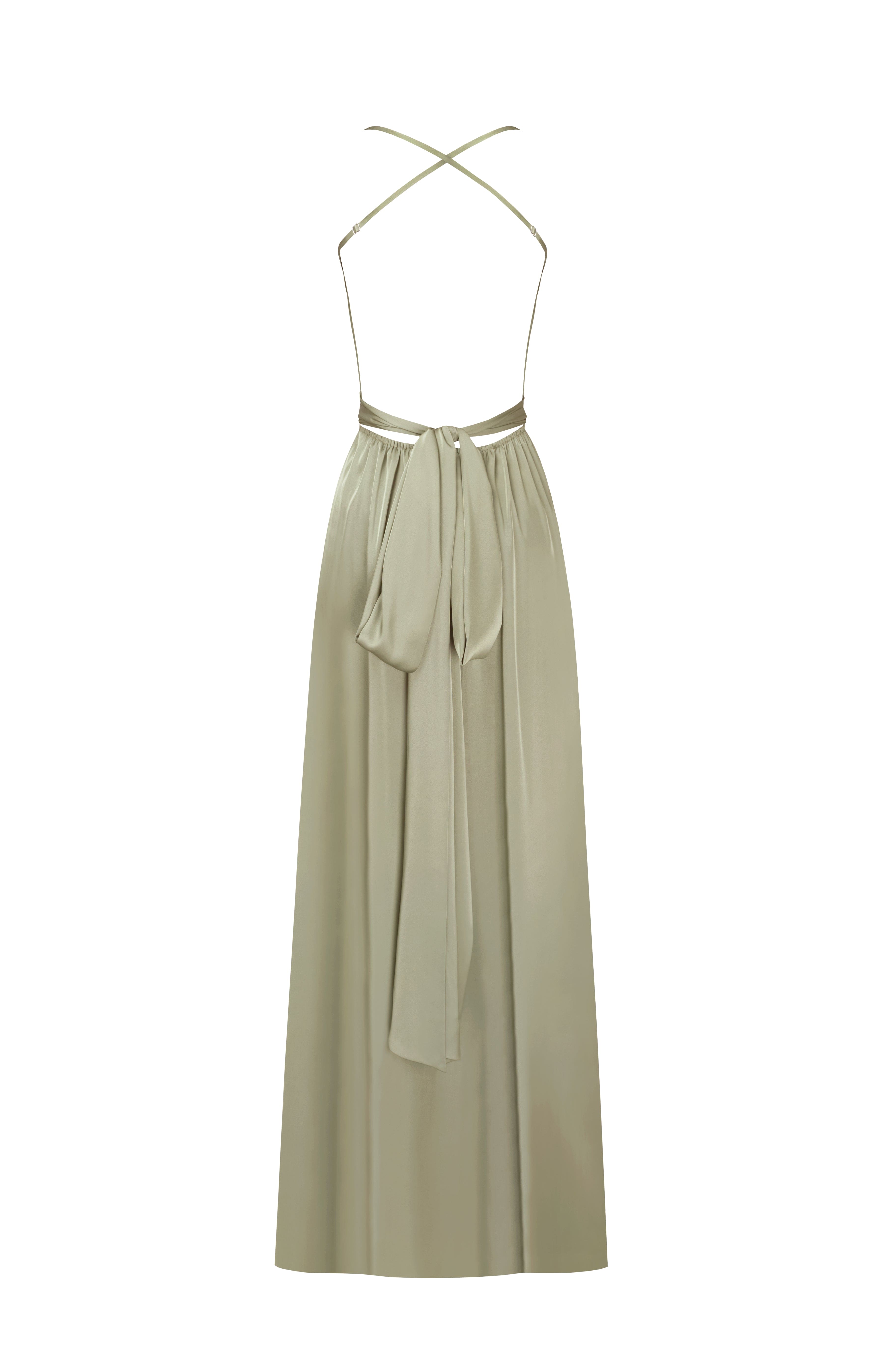 Boudoir olive silk slip dress
