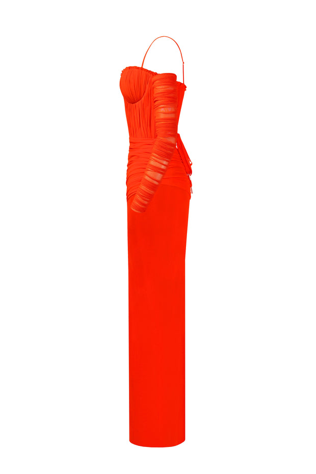 فستان ماكسي بتصميم مرجاني لامع