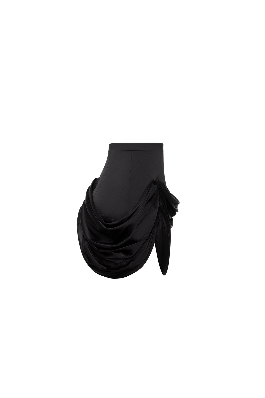 Black mini skirt with draping