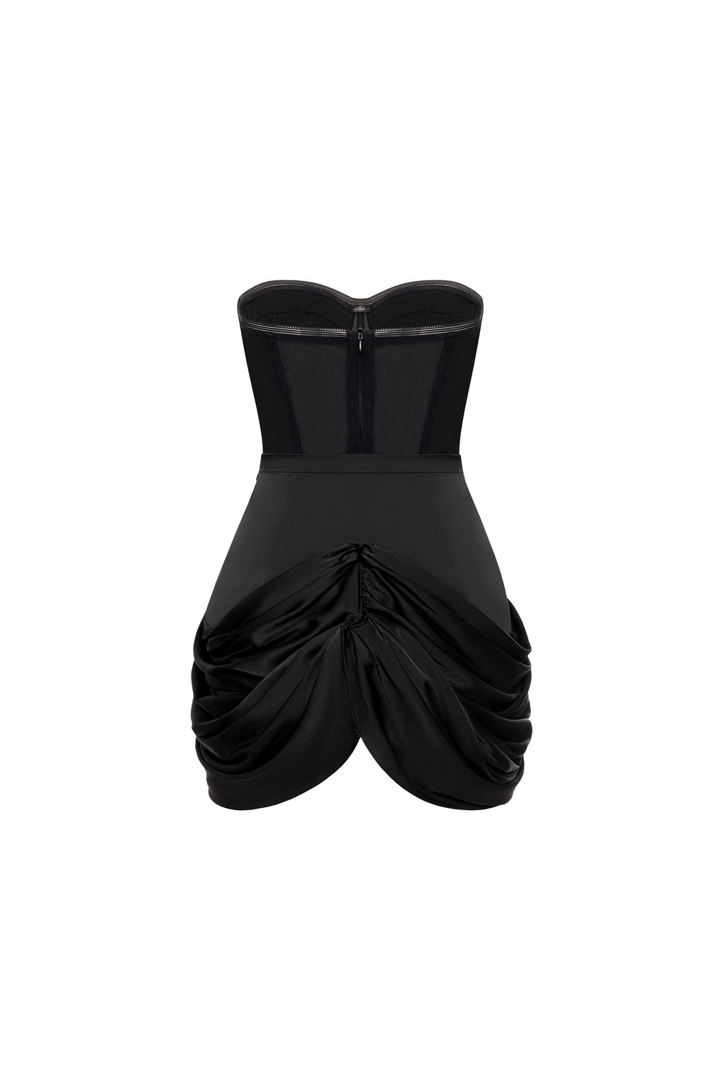 Black mini skirt with draping