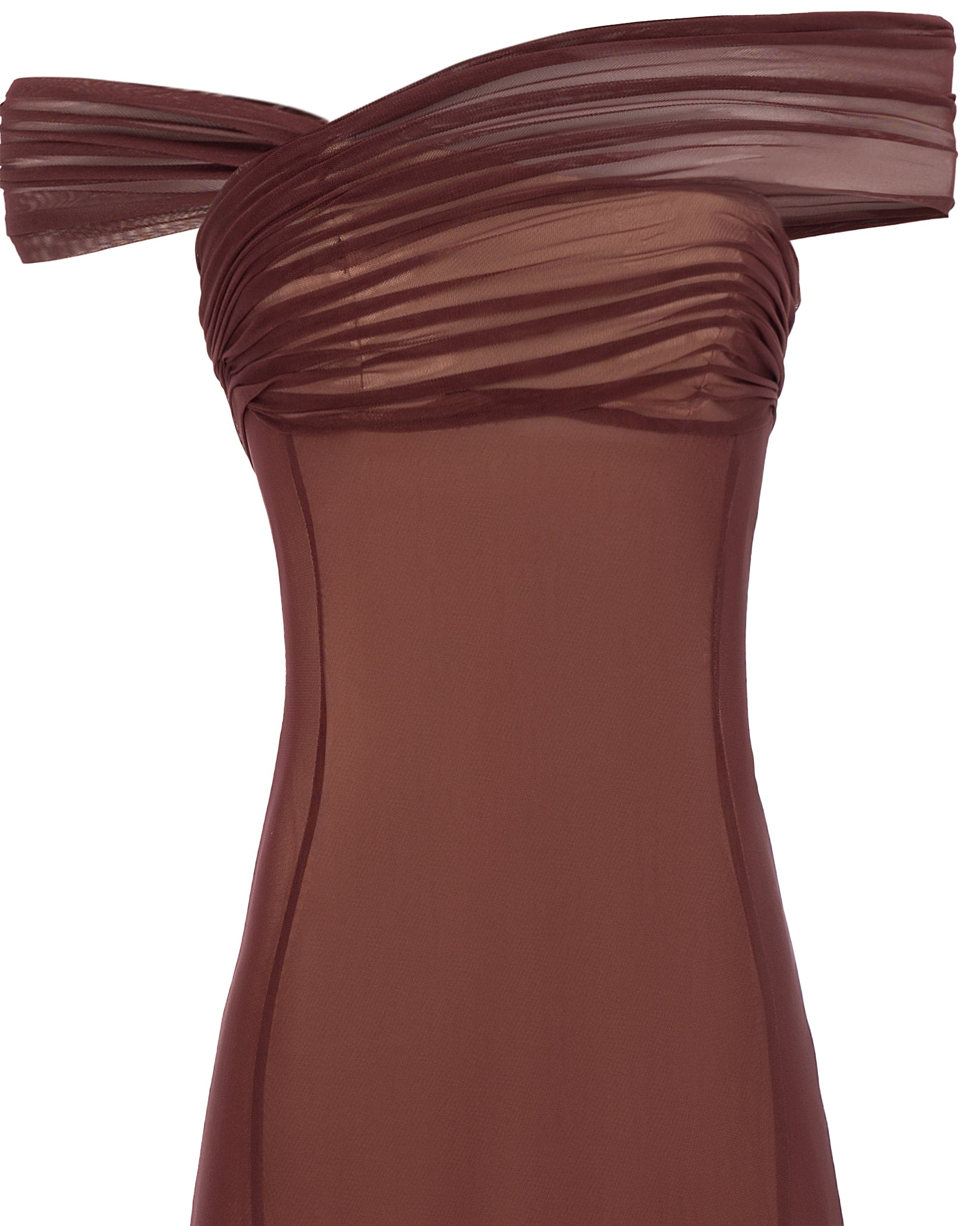 فستان ماكسي بلون الشوكولاتة