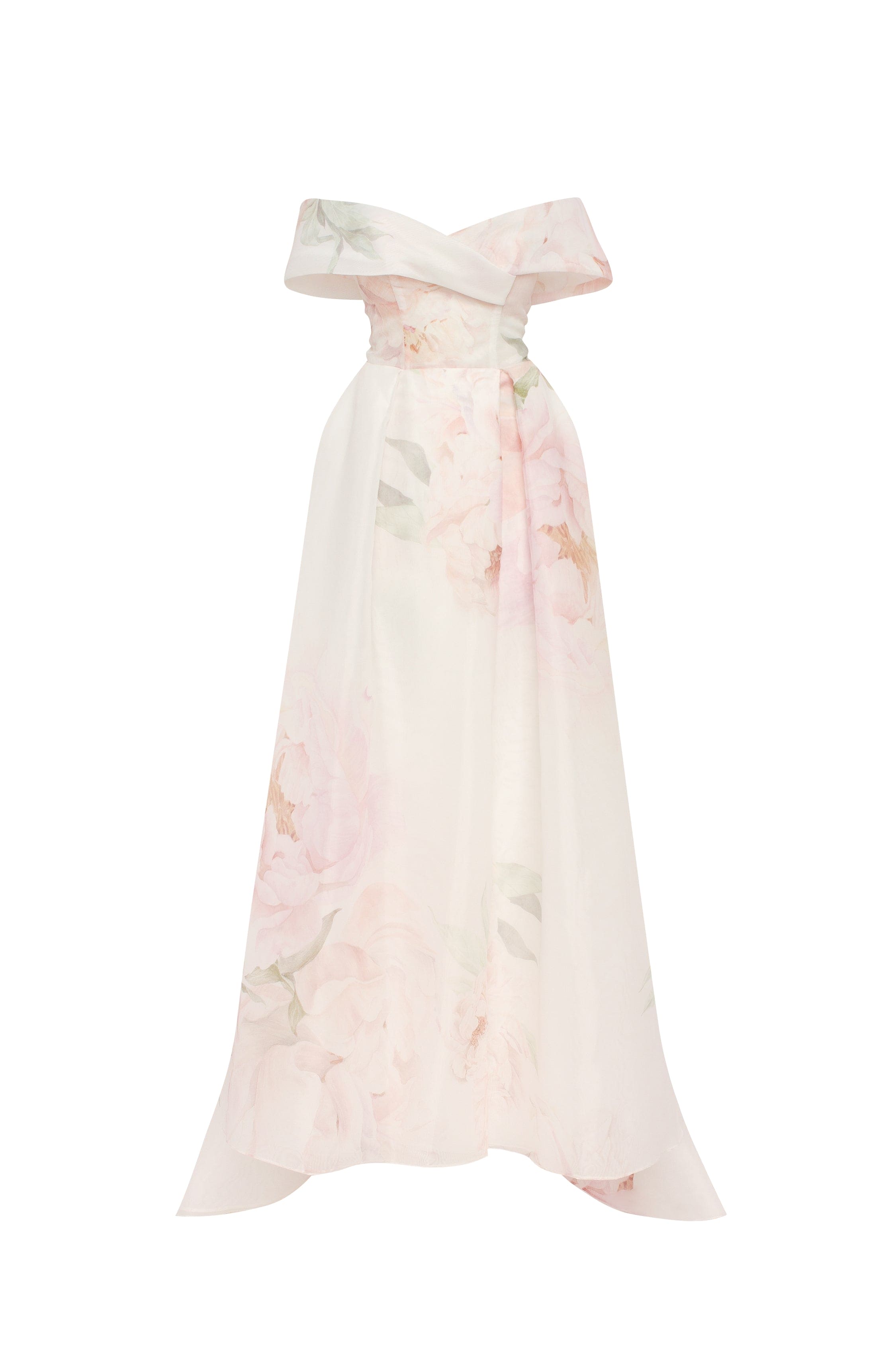 Gorgeous pink peony off-the-shoulder maxi dress, Garden of Eden