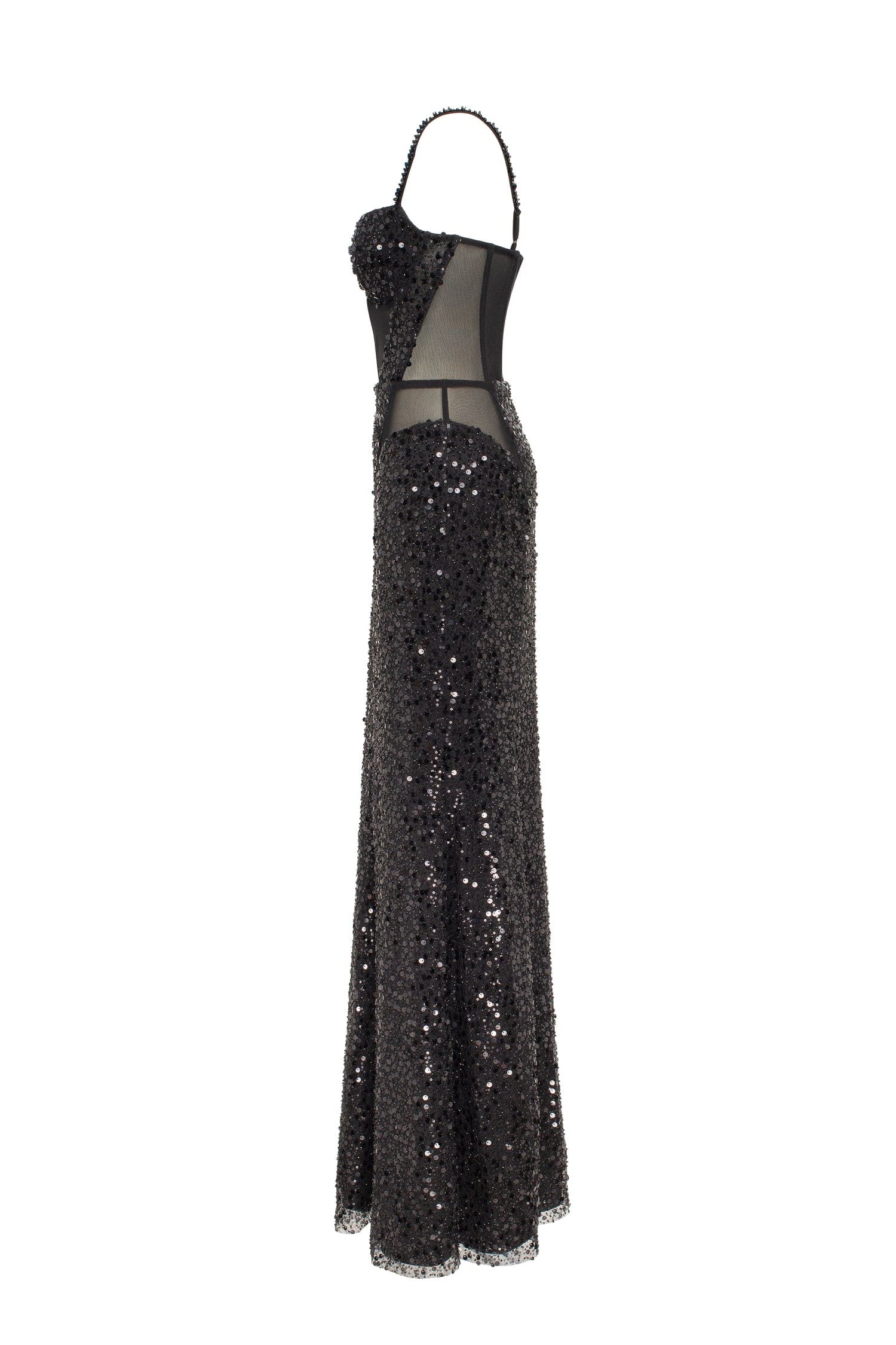 Sensational black maxi on spaghetti straps covered in sequins, Smoky Quartz  ➤➤ Milla Dresses - USA, Worldwide delivery