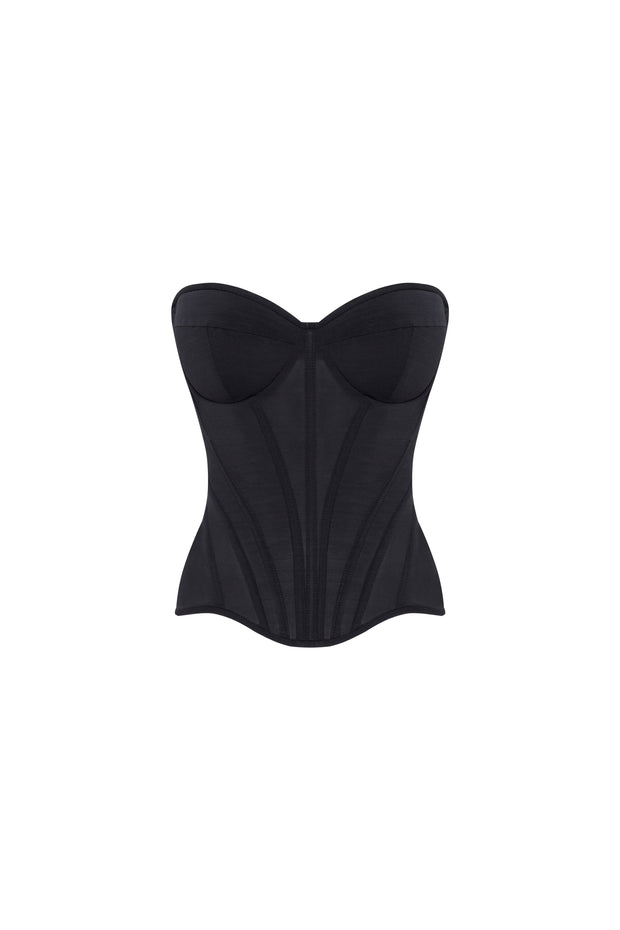 Smart heart-shaped low-waist black fitted corset