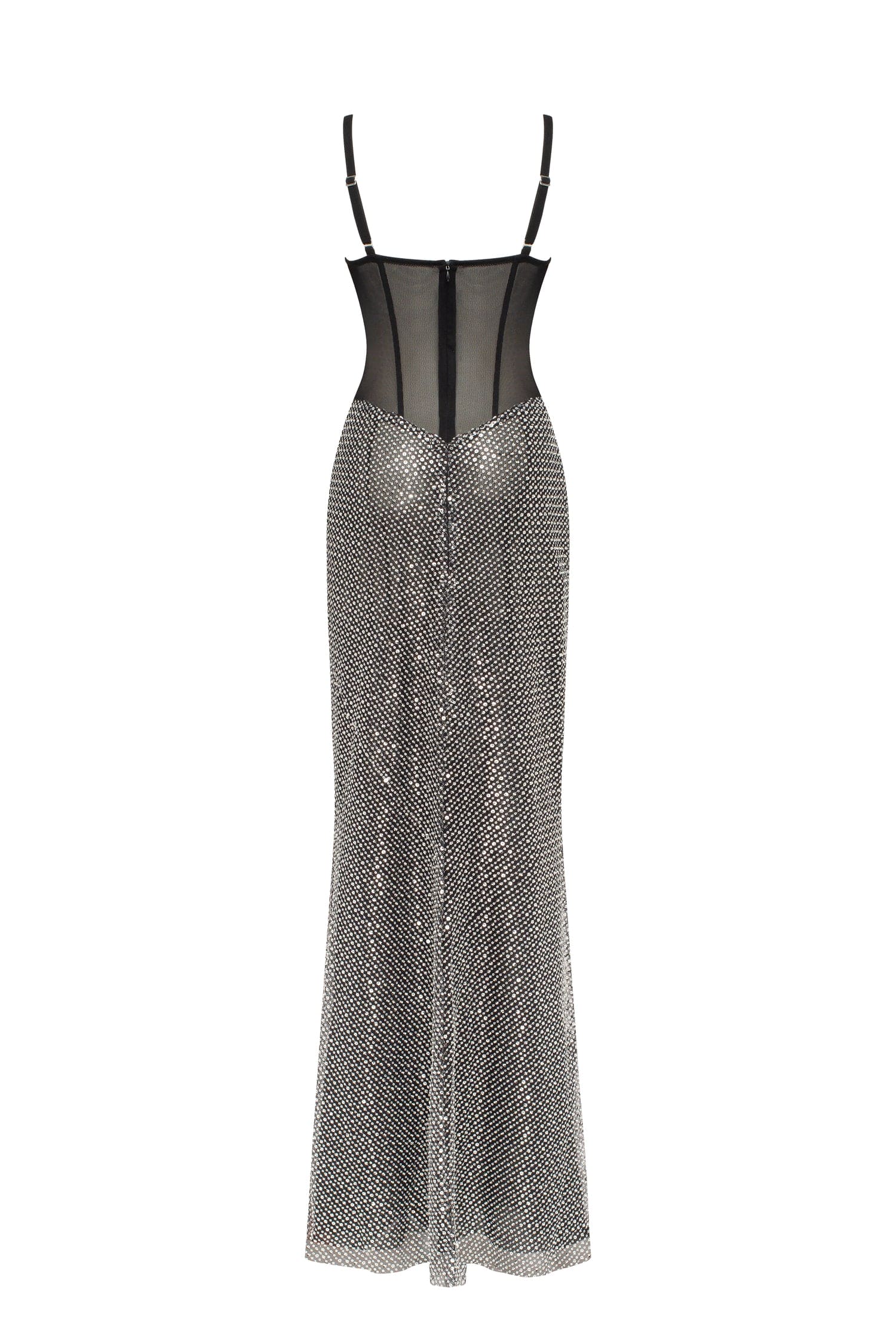 Black corset maxi dress with silver sequined maxi skirt, Smoky Quartz ➤➤  Milla Dresses - USA, Worldwide delivery