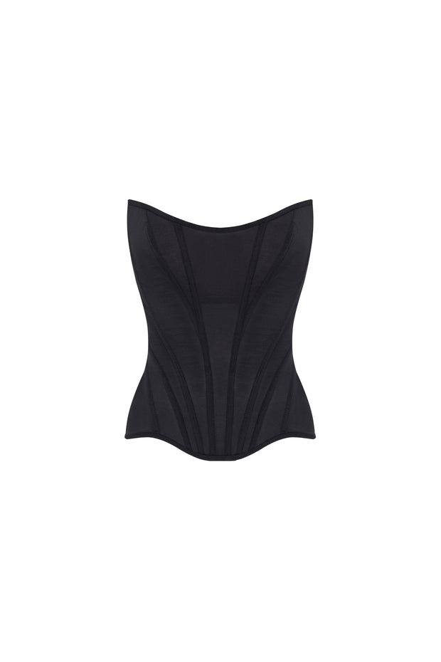 Chic low-waist black fitted corset