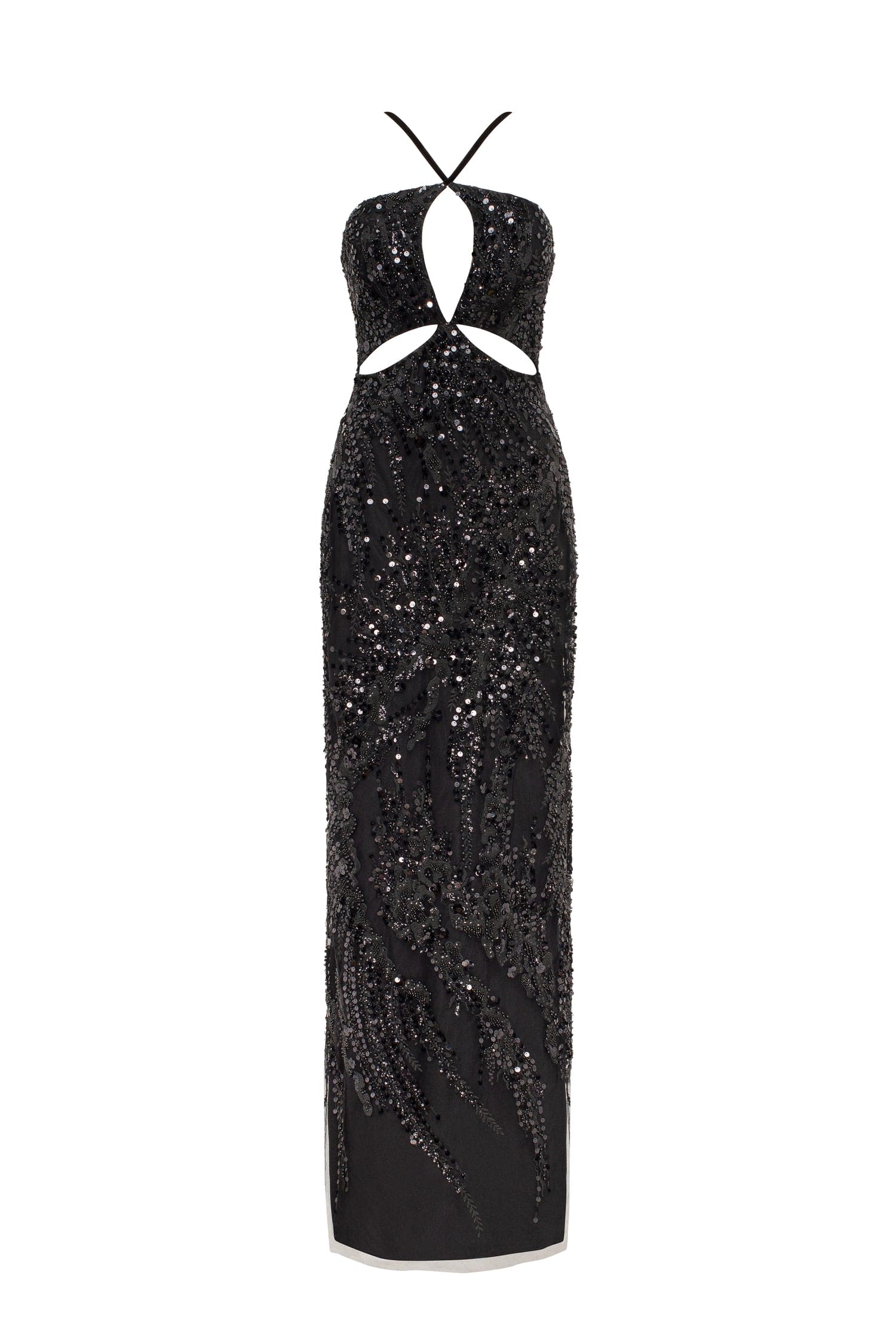 Black Sequins Plunge Neck Maxi Dress – iwearmystyle